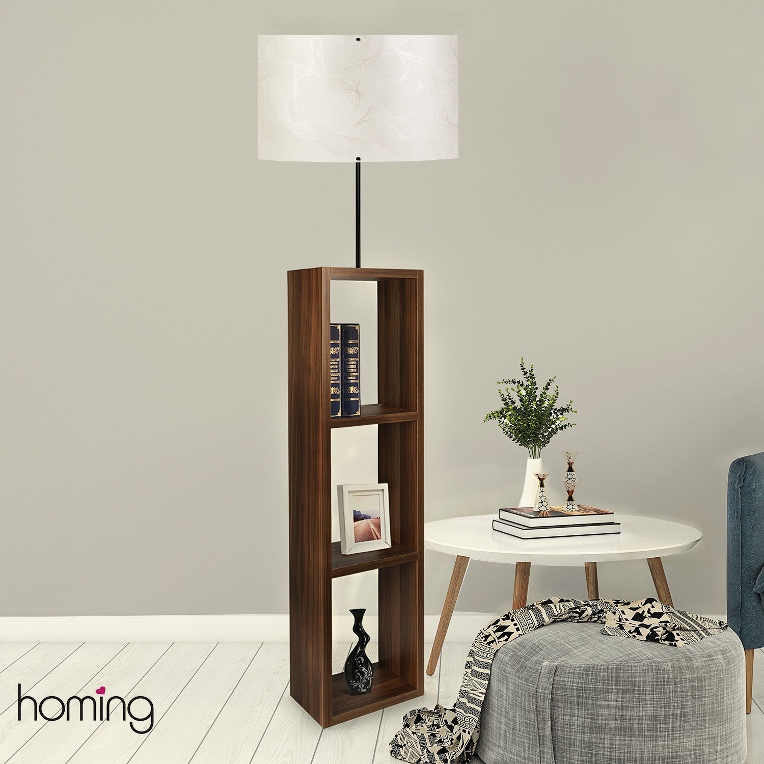 Candeeiro de Pé de Madeira – 150 cm – Multicolorido – MDF
