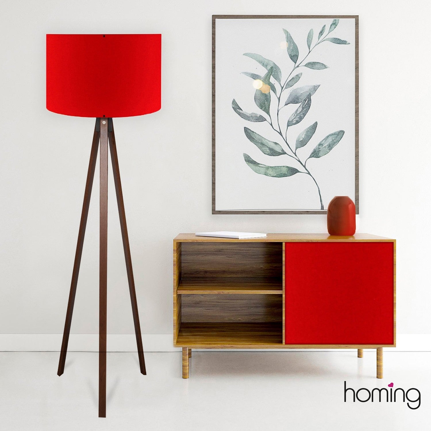 Candeeiro de Pé – 140 cm – Vermelho – MDF