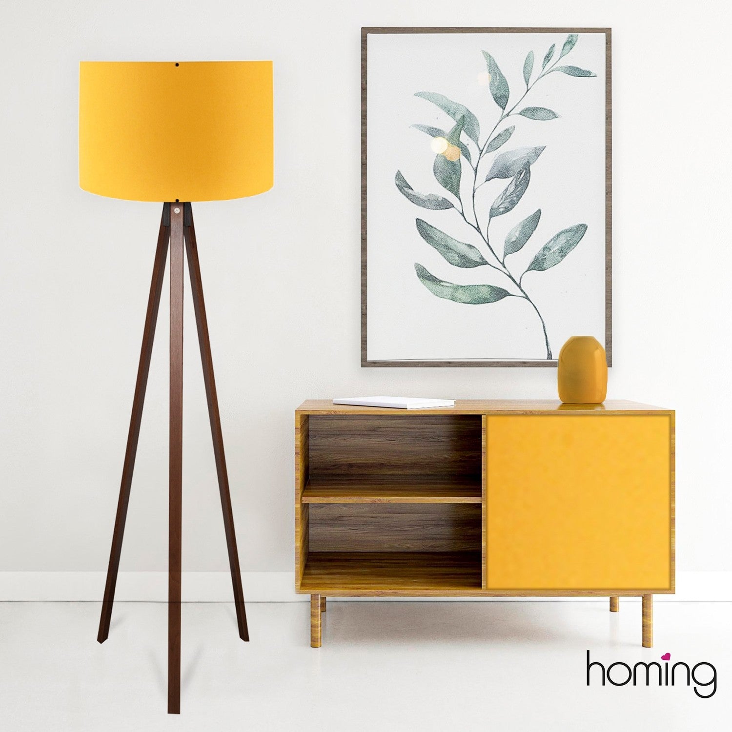 Candeeiro de Pé – 140 cm – Amarelo – MDF com Tampa de PVC