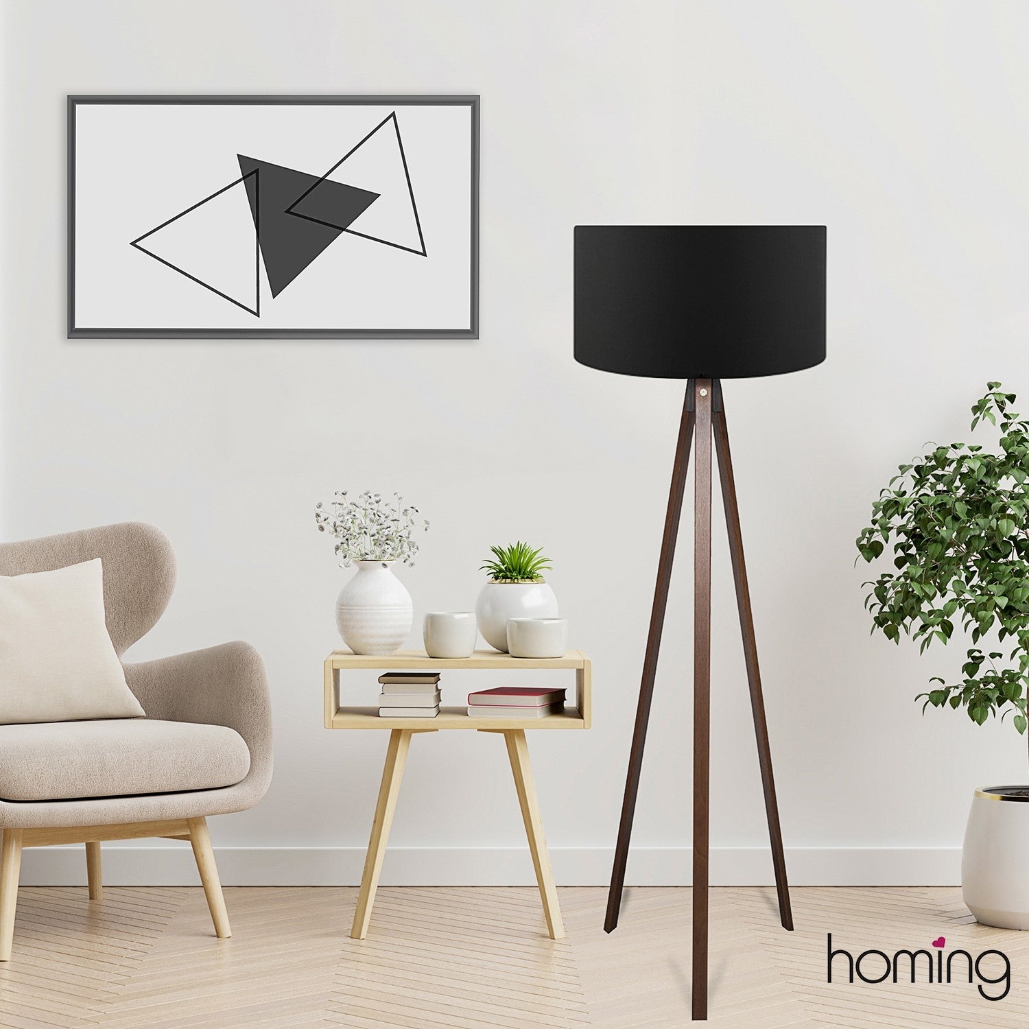 Candeeiro de Pé – 140 cm – Preto – MDF