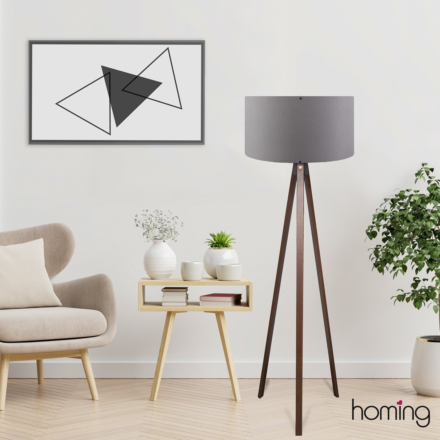 Candeeiro de Pé – 140 cm – Cinza – MDF