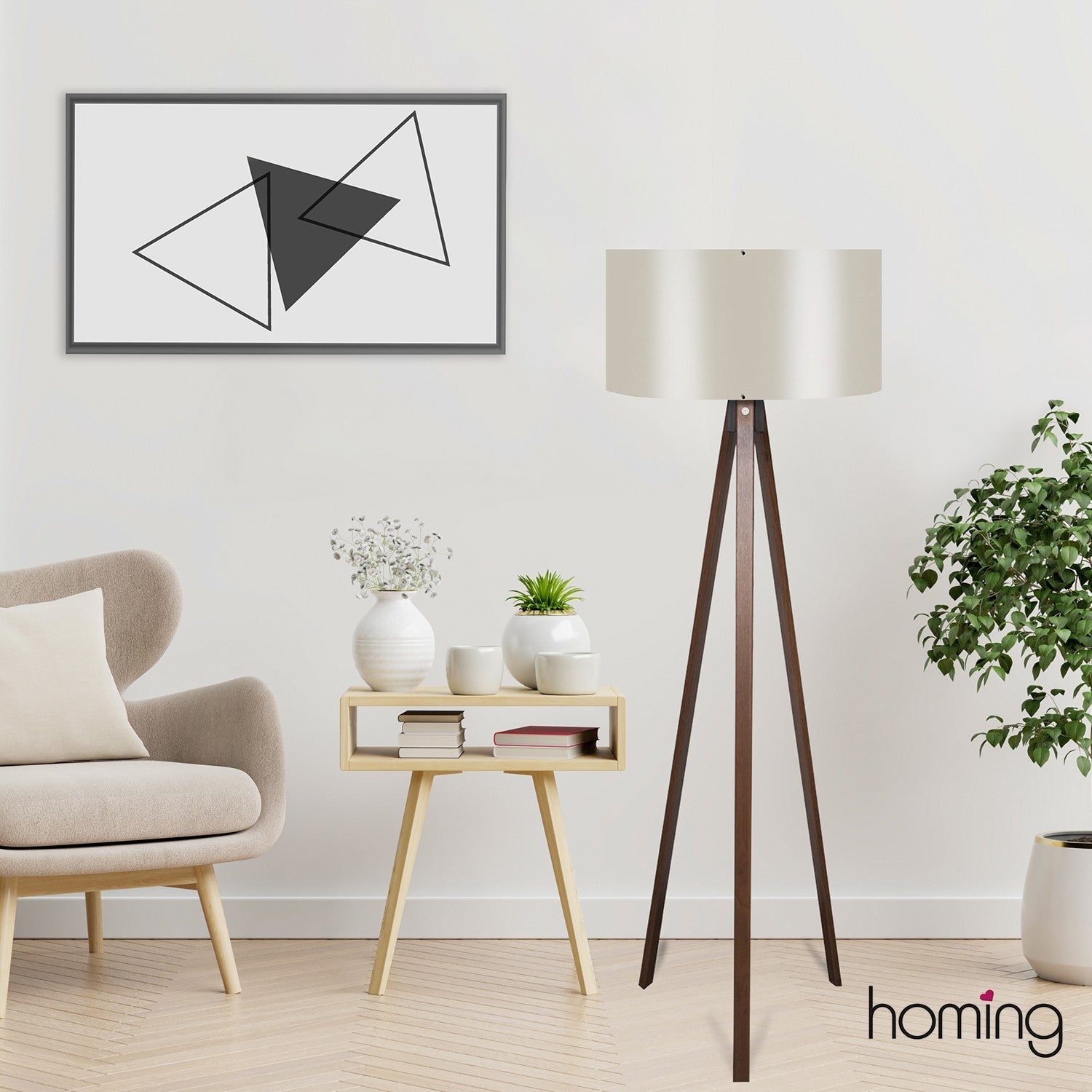 Candeeiro de Pé – 140 cm – Creme – MDF