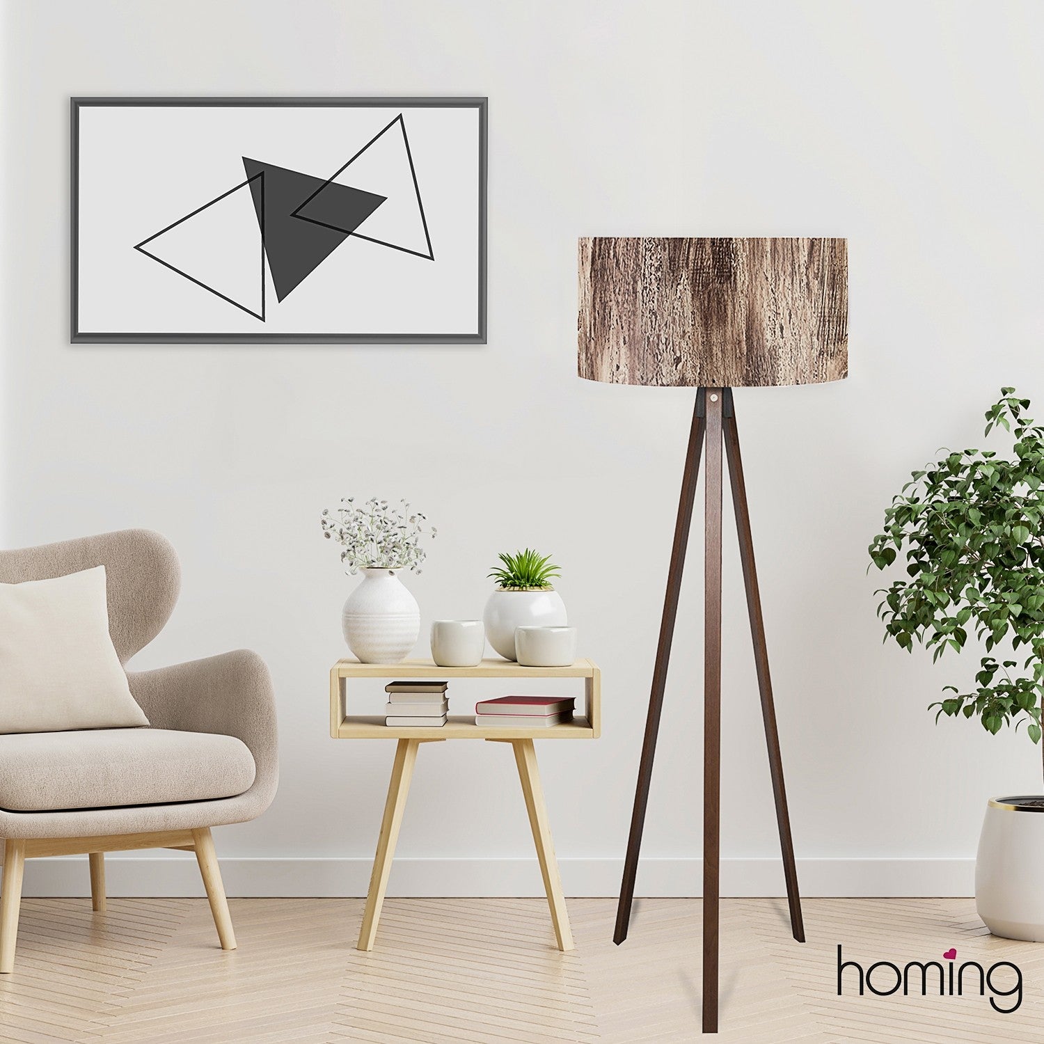 Candeeiro de Pé – 140 cm – Marrom – MDF com tampa de PVC