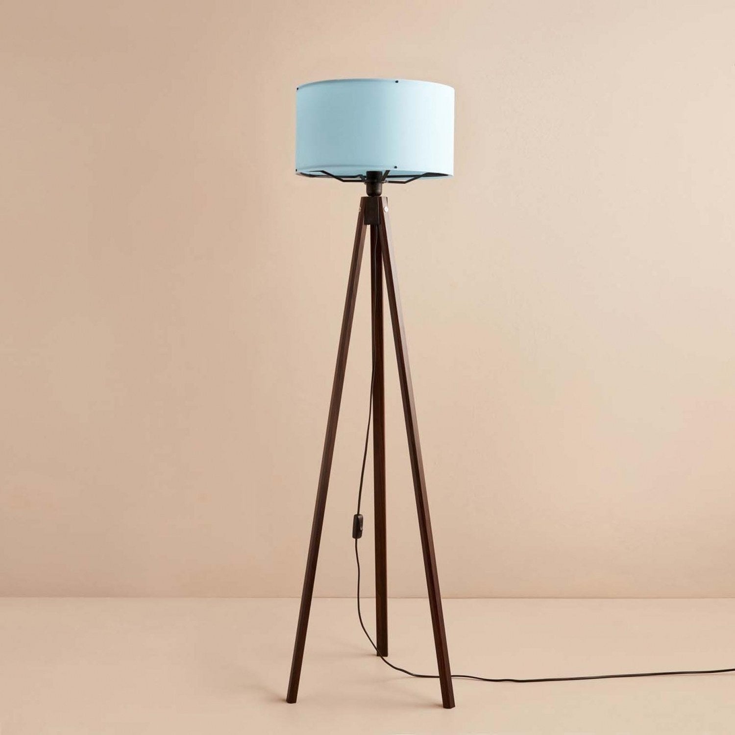 Candeeiro de Pé – 140 cm – Azul e Marrom – Madeira