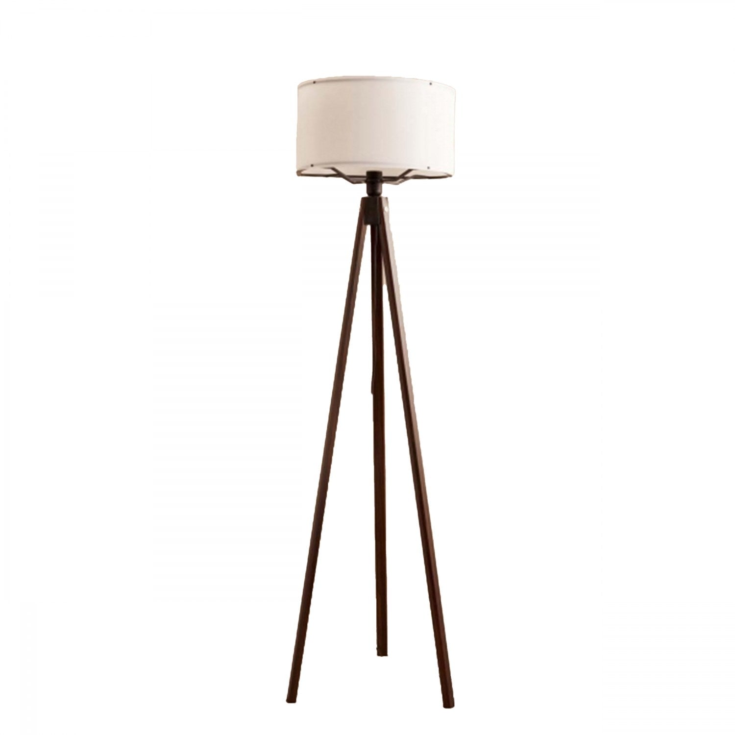 Candeeiro de Pé – 140 cm – Branco e Marrom – Tecido e Madeira