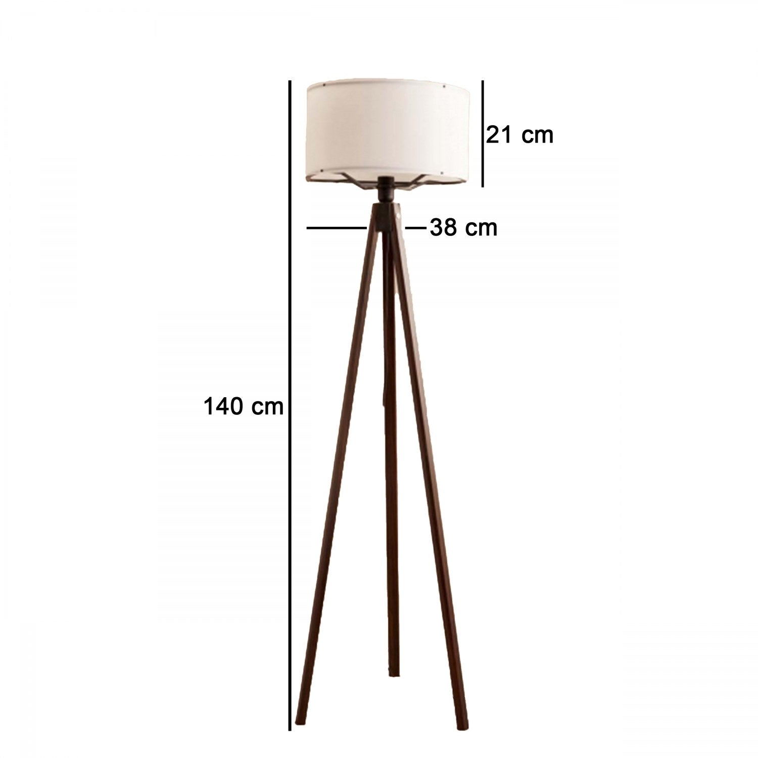 Candeeiro de Pé – 140 cm – Branco e Marrom – Tecido e Madeira