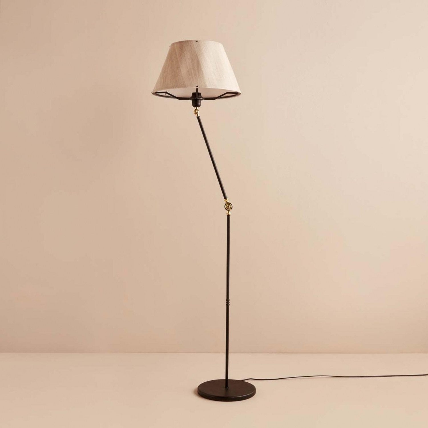 Candeeiro de Pé – 150 cm – Creme e Preto – PVC e Metal