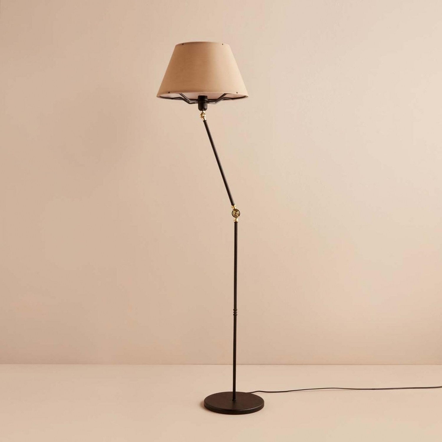 Candeeiro de Pé – 150 cm – Creme e Preto – PVC e Metal