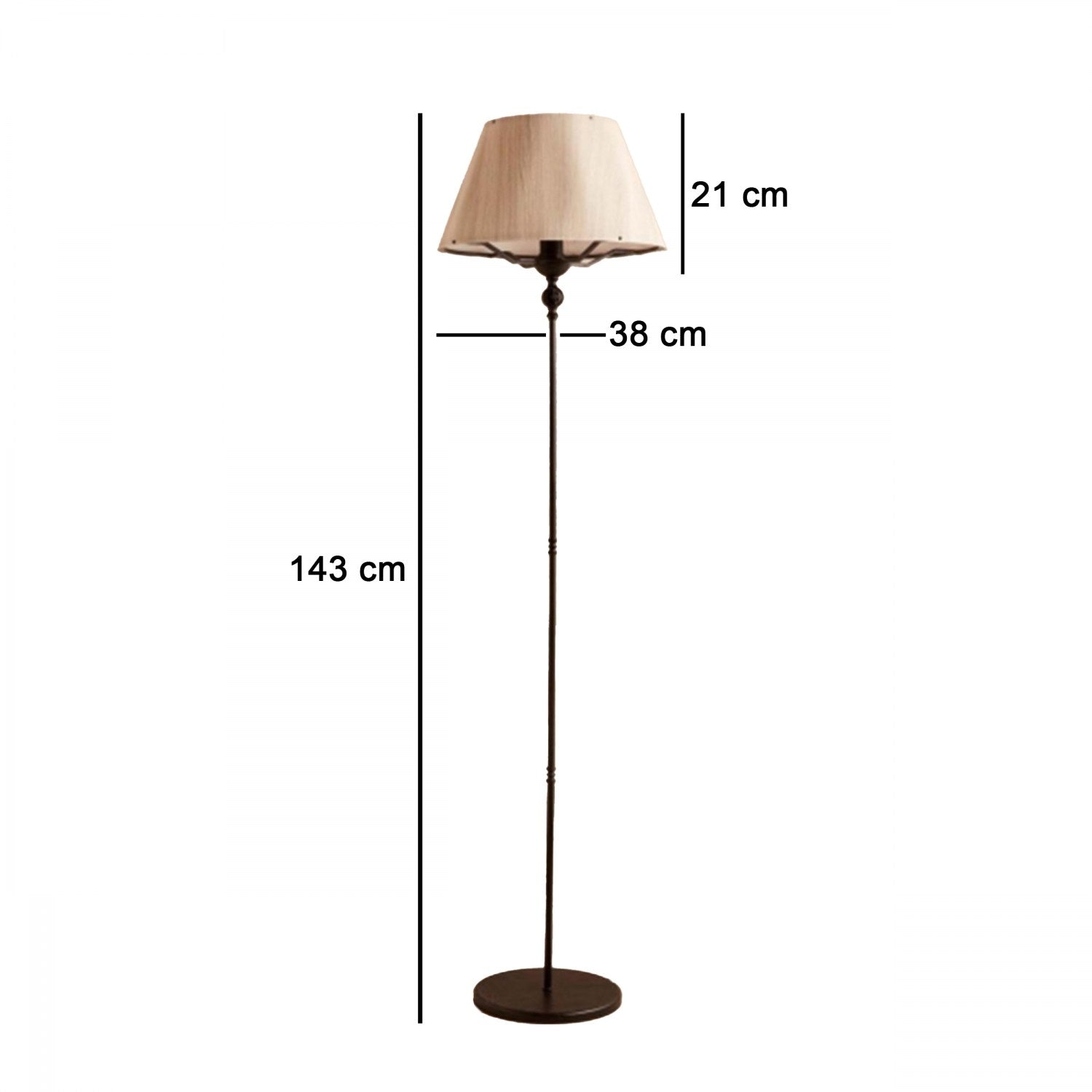 Candeeiro de Pé – 145 cm – Creme e Preto – PVC e Metal