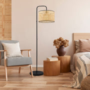 Candeeiro de Pé – 150 cm – Creme e Preto – Rattan e Metal