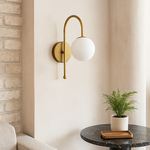Candeeiro de Parede – Ø15 h:15 cm – Branco e Dourado – Metal e Vidro