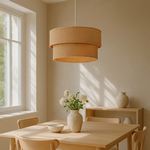 Candeeiro de Teto – 25 - 70 cm – Bege e Branco – Plástico e Vime