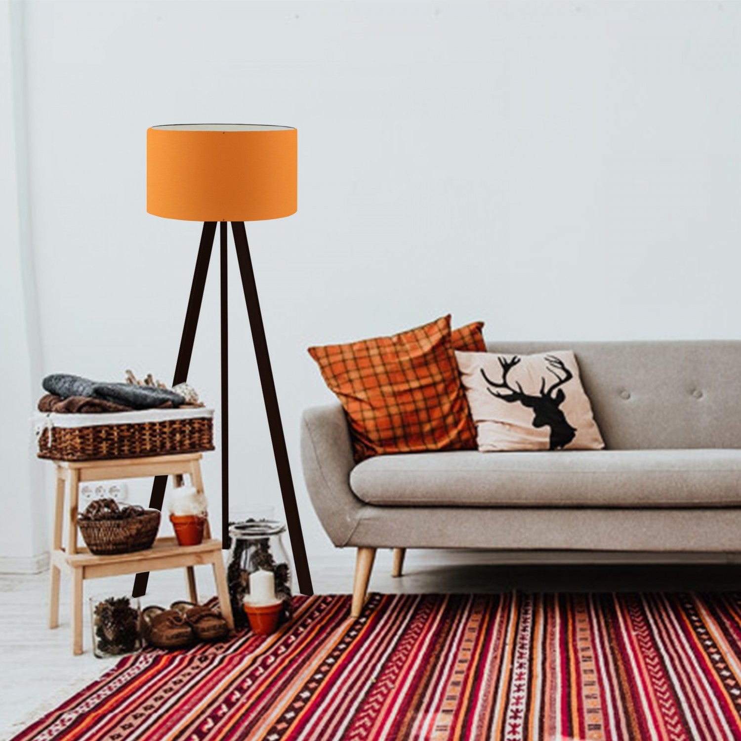 Candeeiro de Pé – 140 cm – Laranja – PVC e MDF
