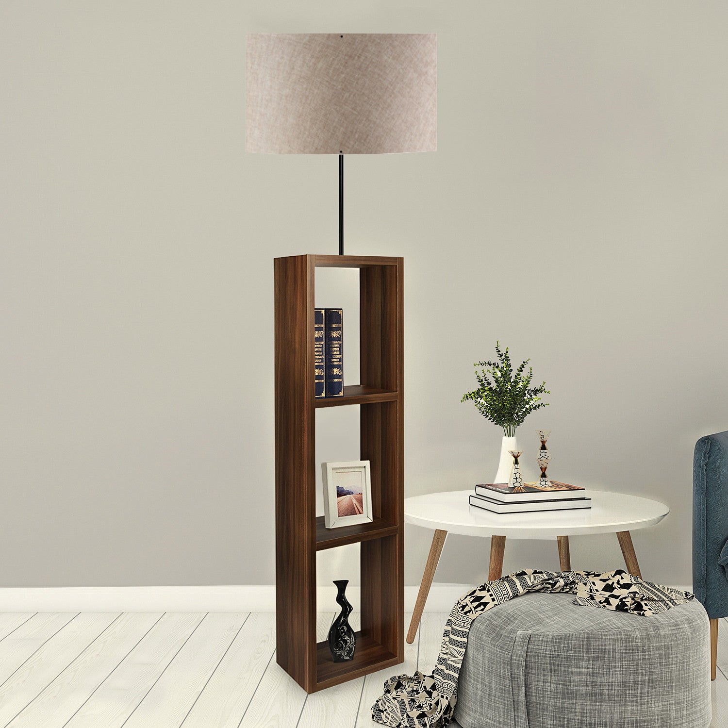Candeeiro de Pé de madeira – 150 cm – Bege
