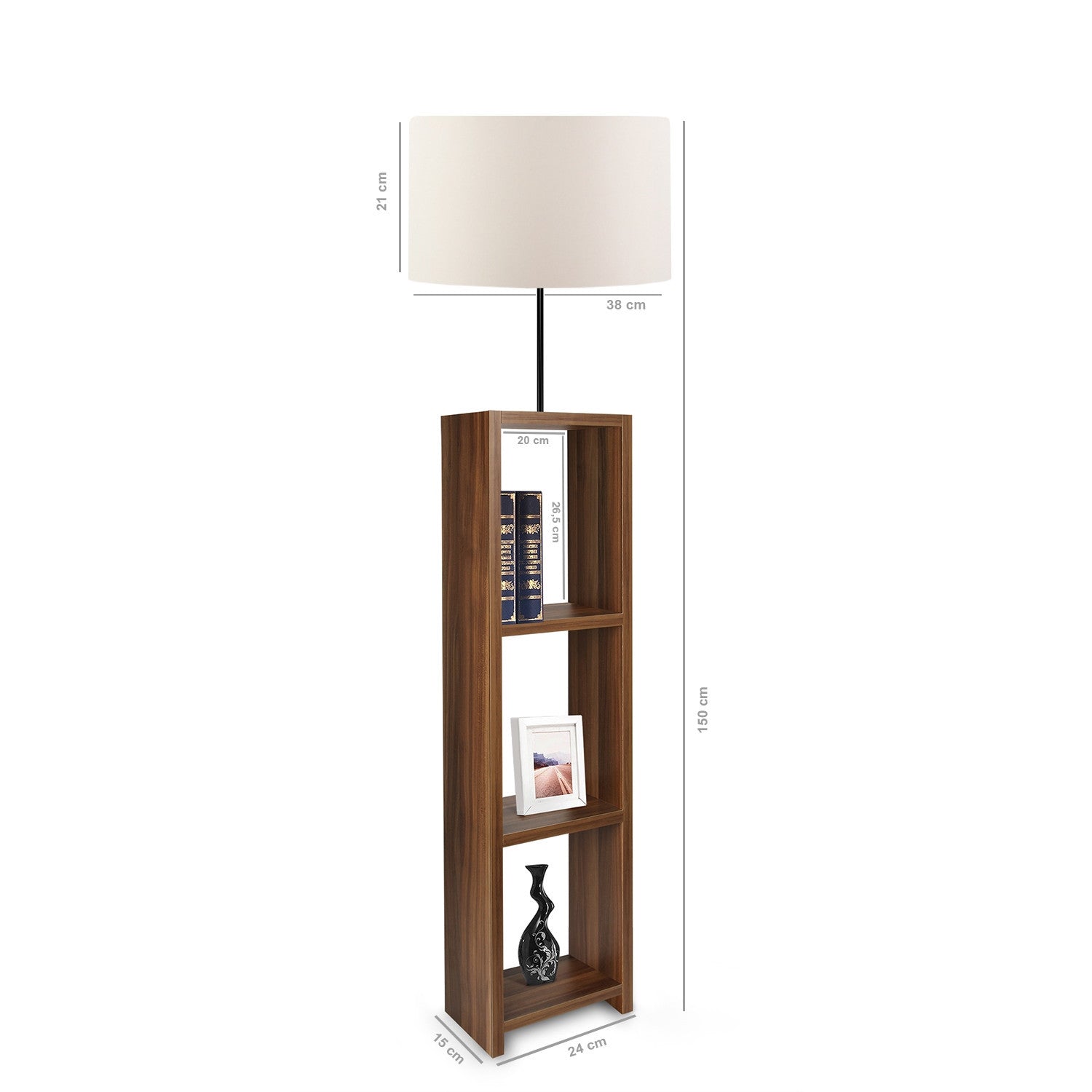 Candeeiro de Pé de madeira – 150 cm – Creme – PVC e MDF