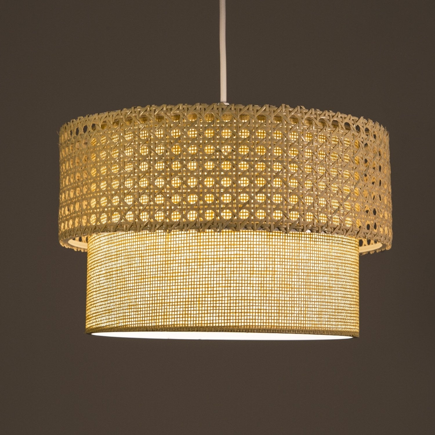 Candeeiro de Teto – 70 cm – Bege – Rattan