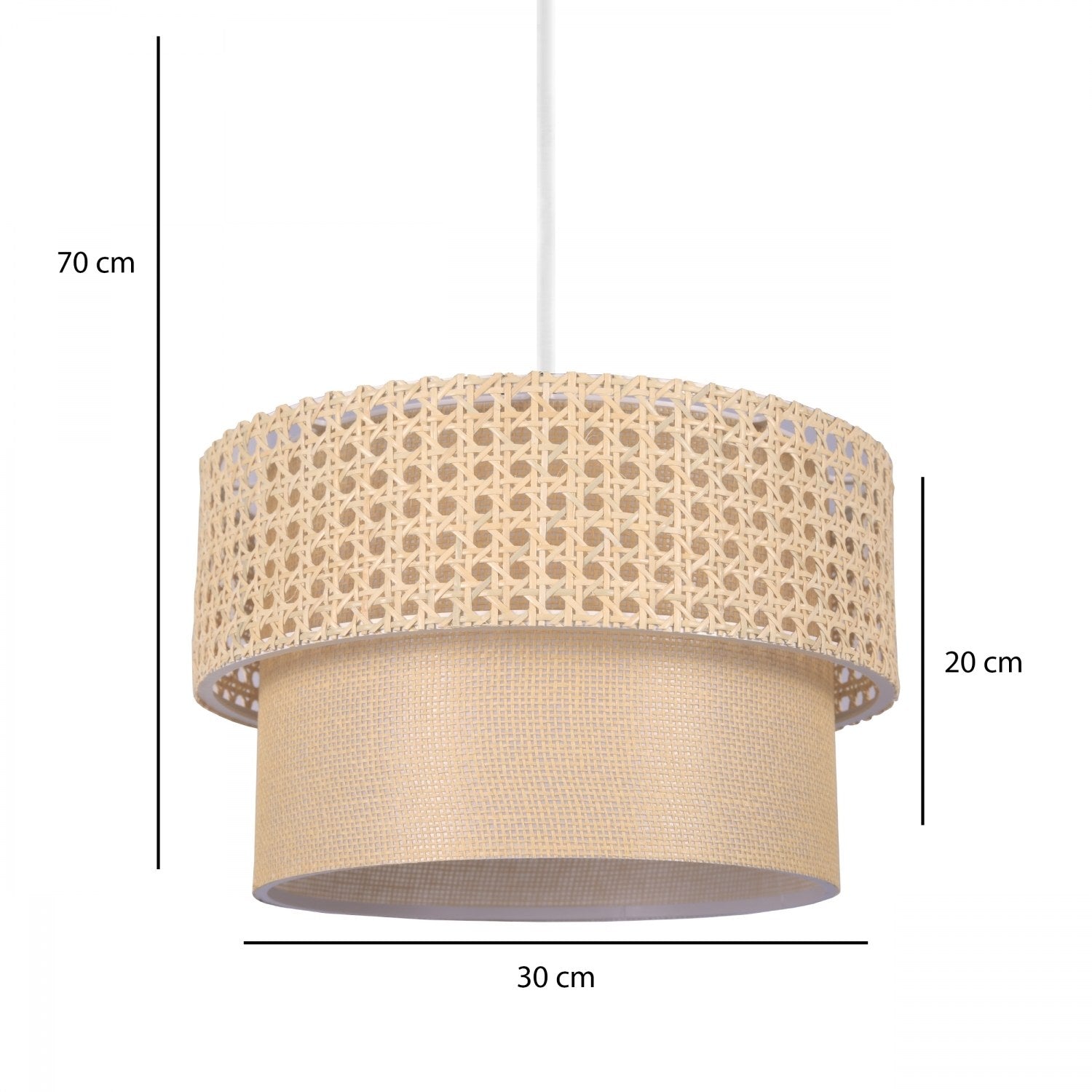Candeeiro de Teto – 70 cm – Bege – Rattan