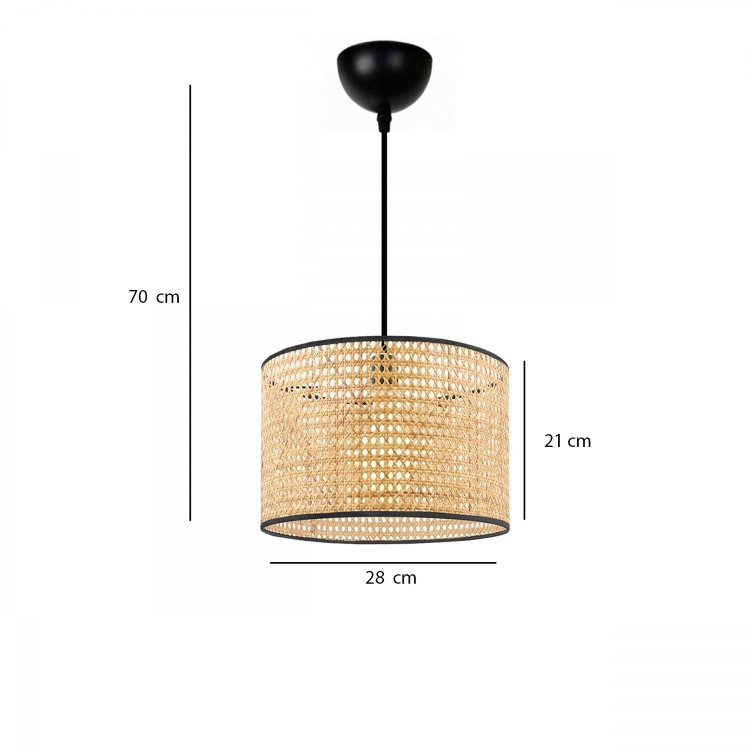 Candeeiro de Teto – 70 cm – Creme e Preto – Rattan