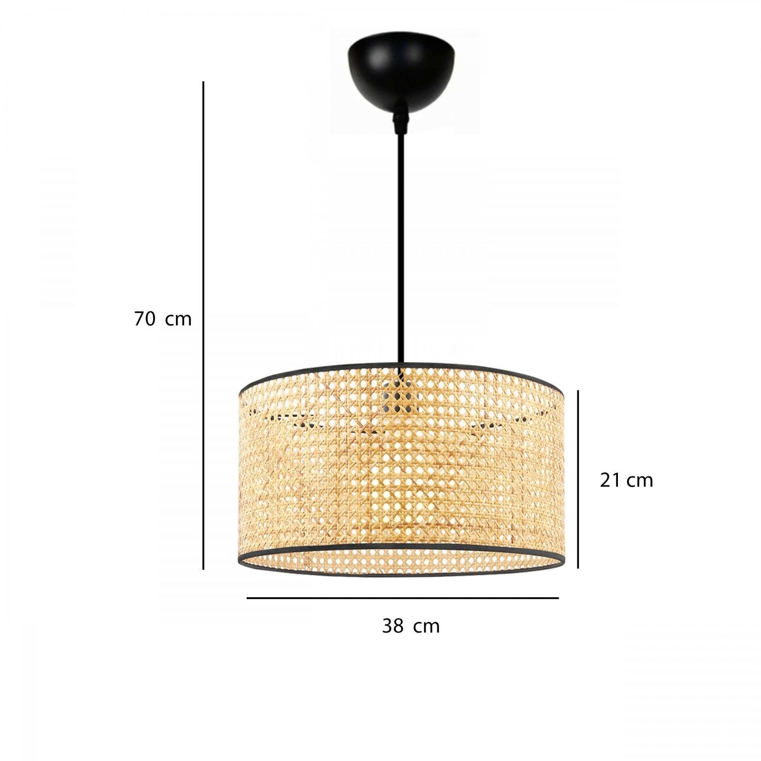 Candeeiro de Teto – 70 cm – Creme e Preto – Rattan