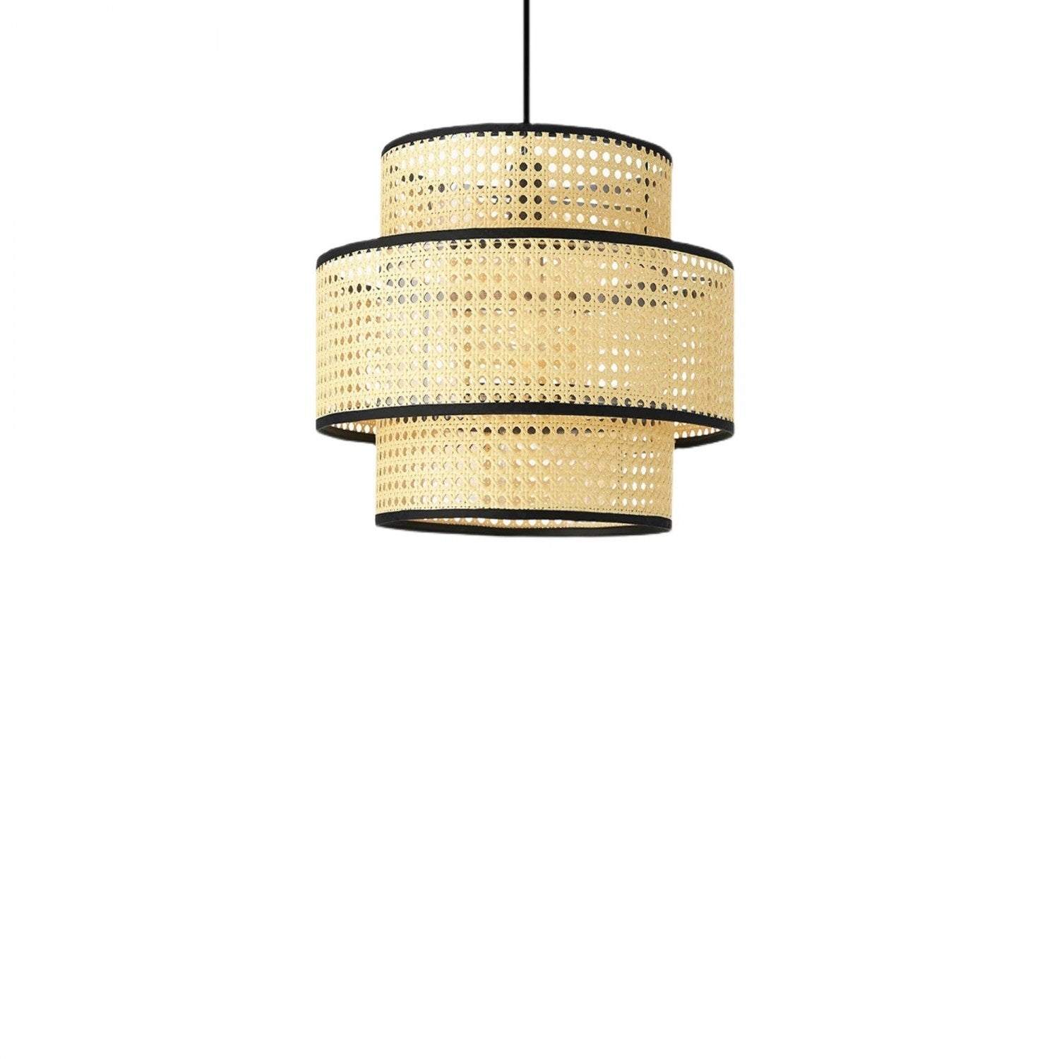 Candeeiro de Teto – 80 cm – Creme e Preto – Rattan