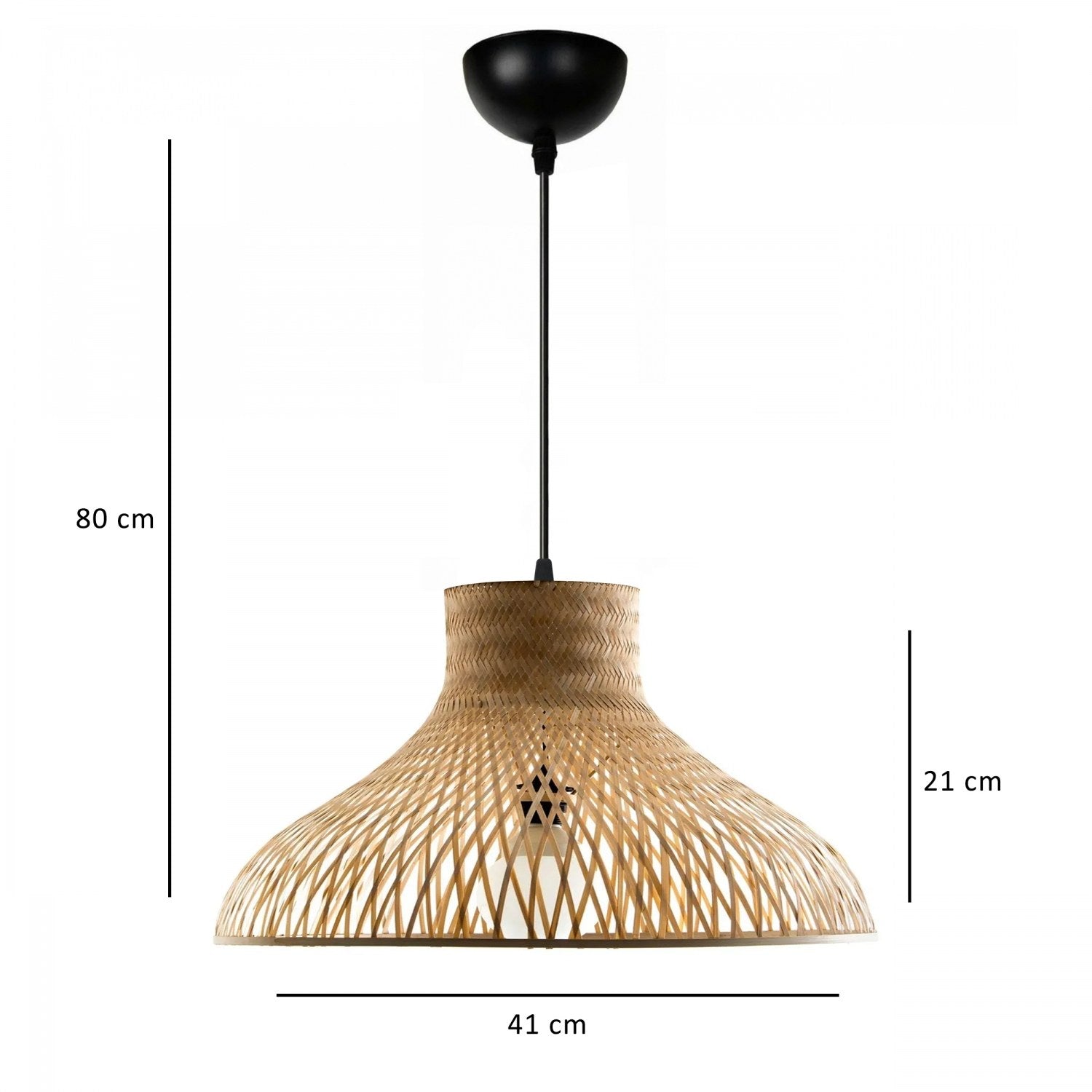 Candeeiro de Teto – 100 cm – Bege e Preto – Bambu