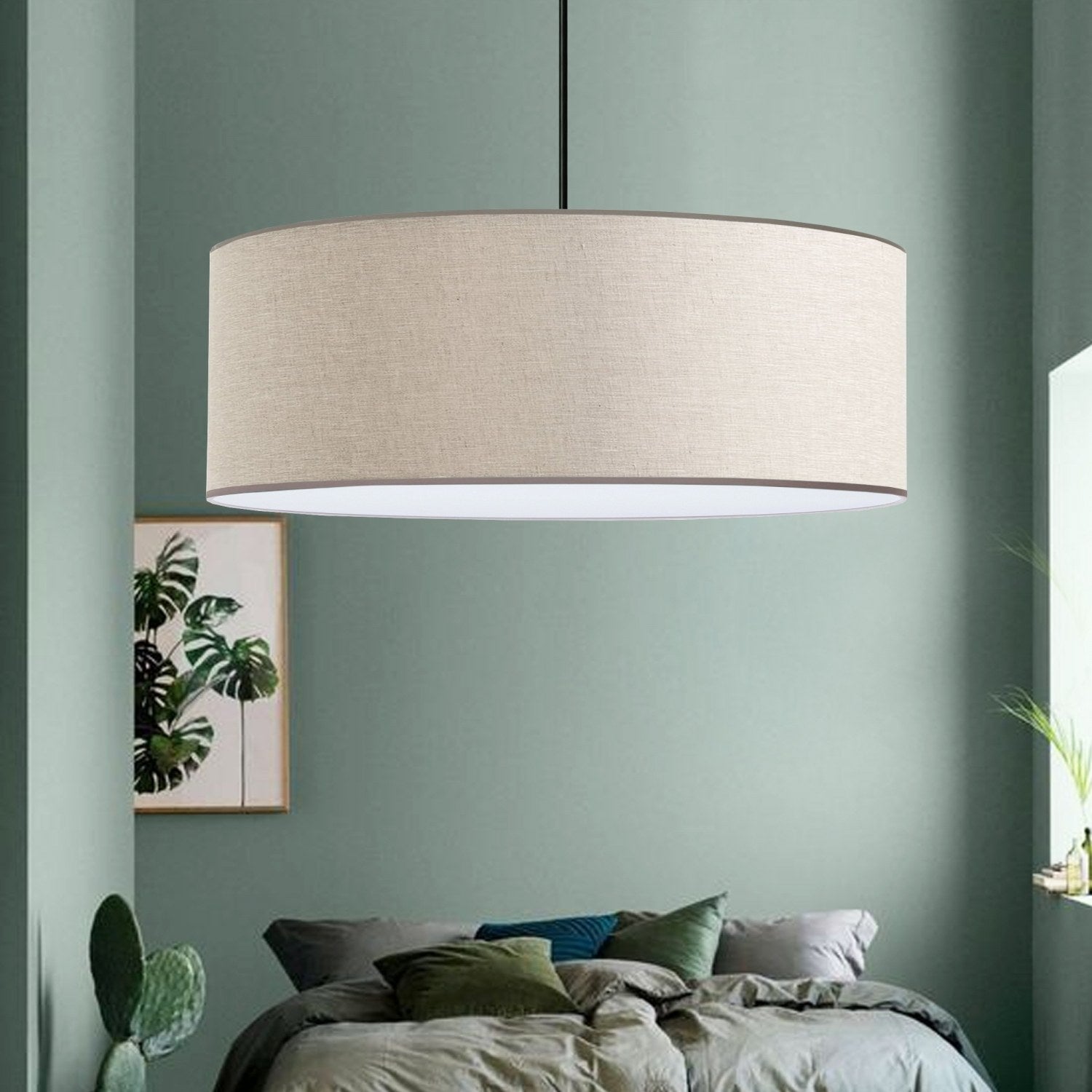 Candeeiro de Teto – 70 cm – Creme – Tecido