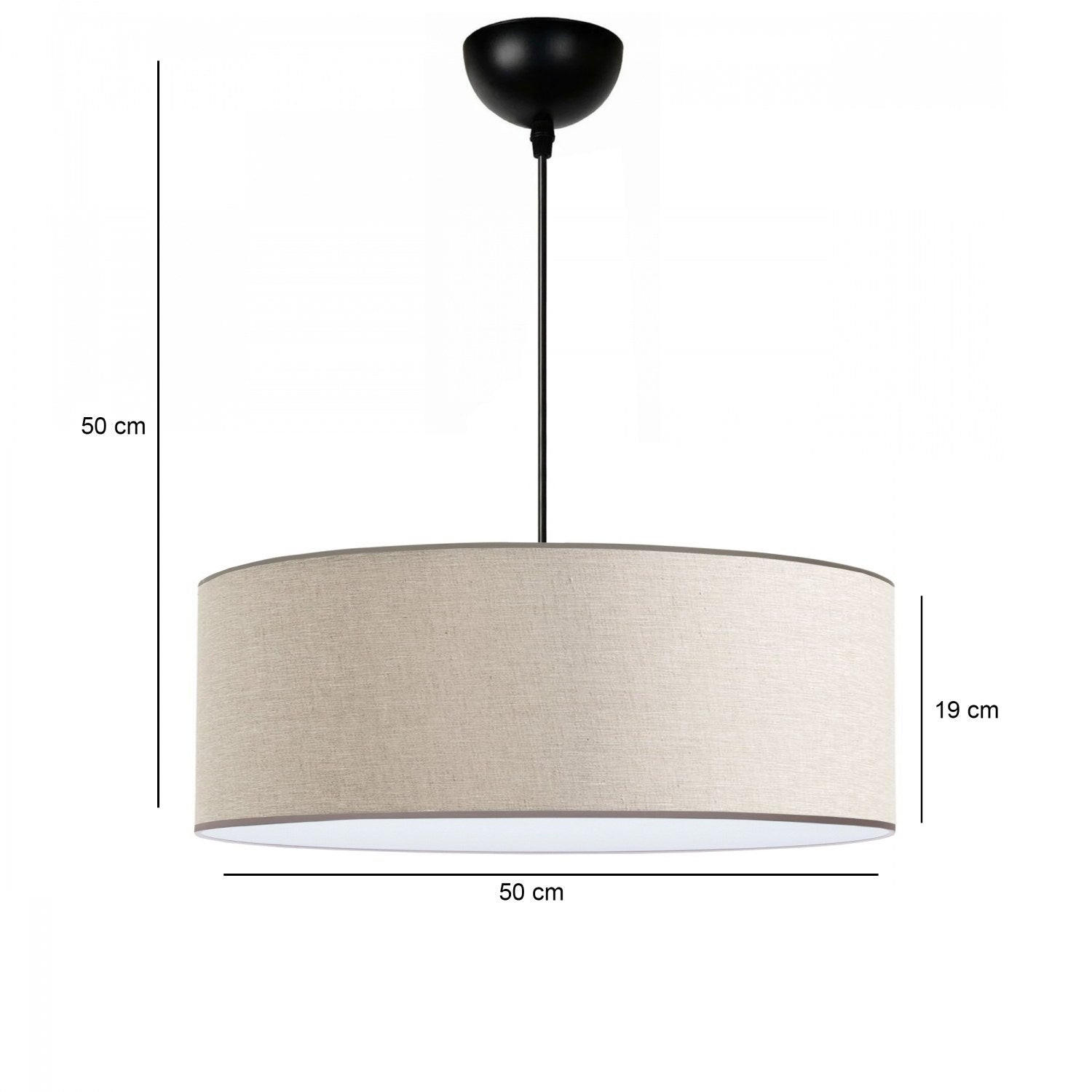 Candeeiro de Teto – 70 cm – Creme – Tecido