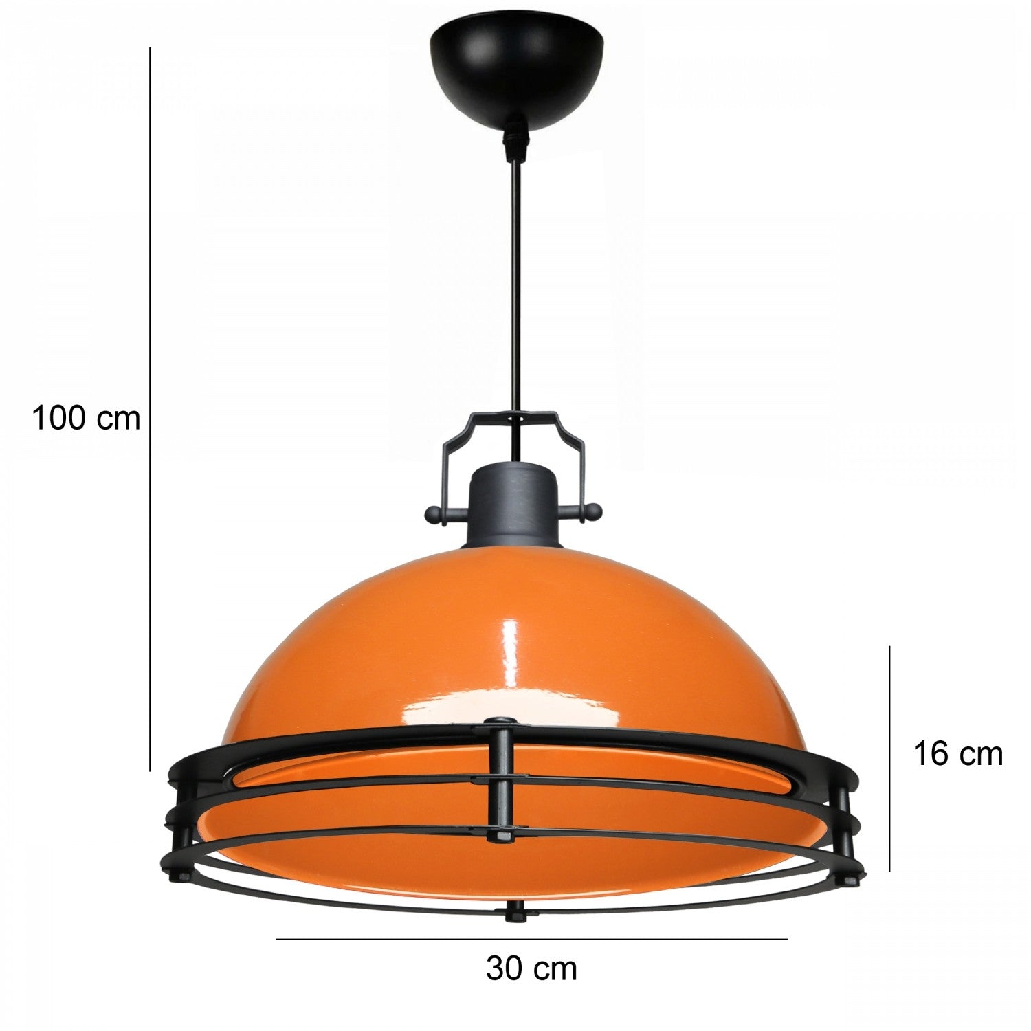 Candeeiro de Teto – 30 cm diâmetro, 100 cm altura – Laranja – Metal