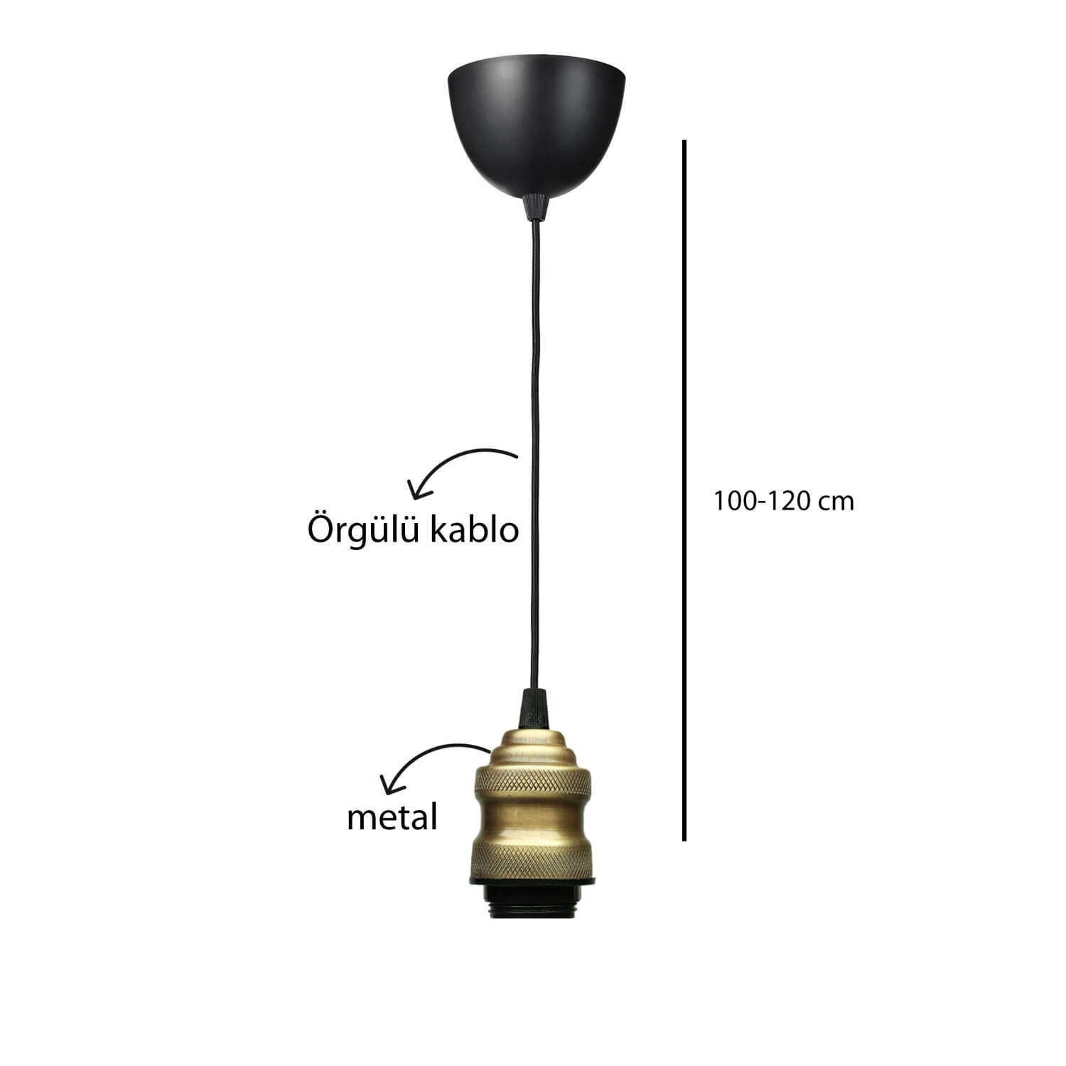 Candeeiro de Teto – 100 cm – Preto – Metal