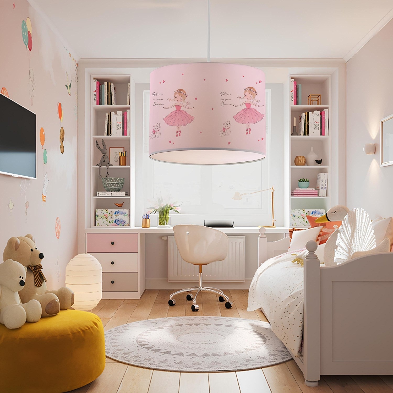 Candeeiro de Teto – 70 cm – Multicolorido – Tecido