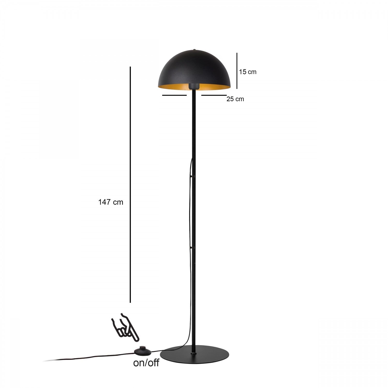 Candeeiro de Pé – 147 cm – Preto – Metal