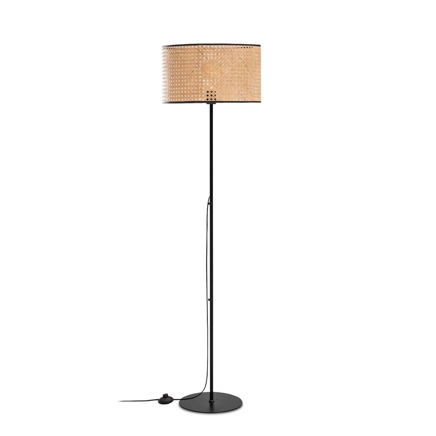 Candeeiro de Pé – 152 cm – Bege – Metal e Rotim