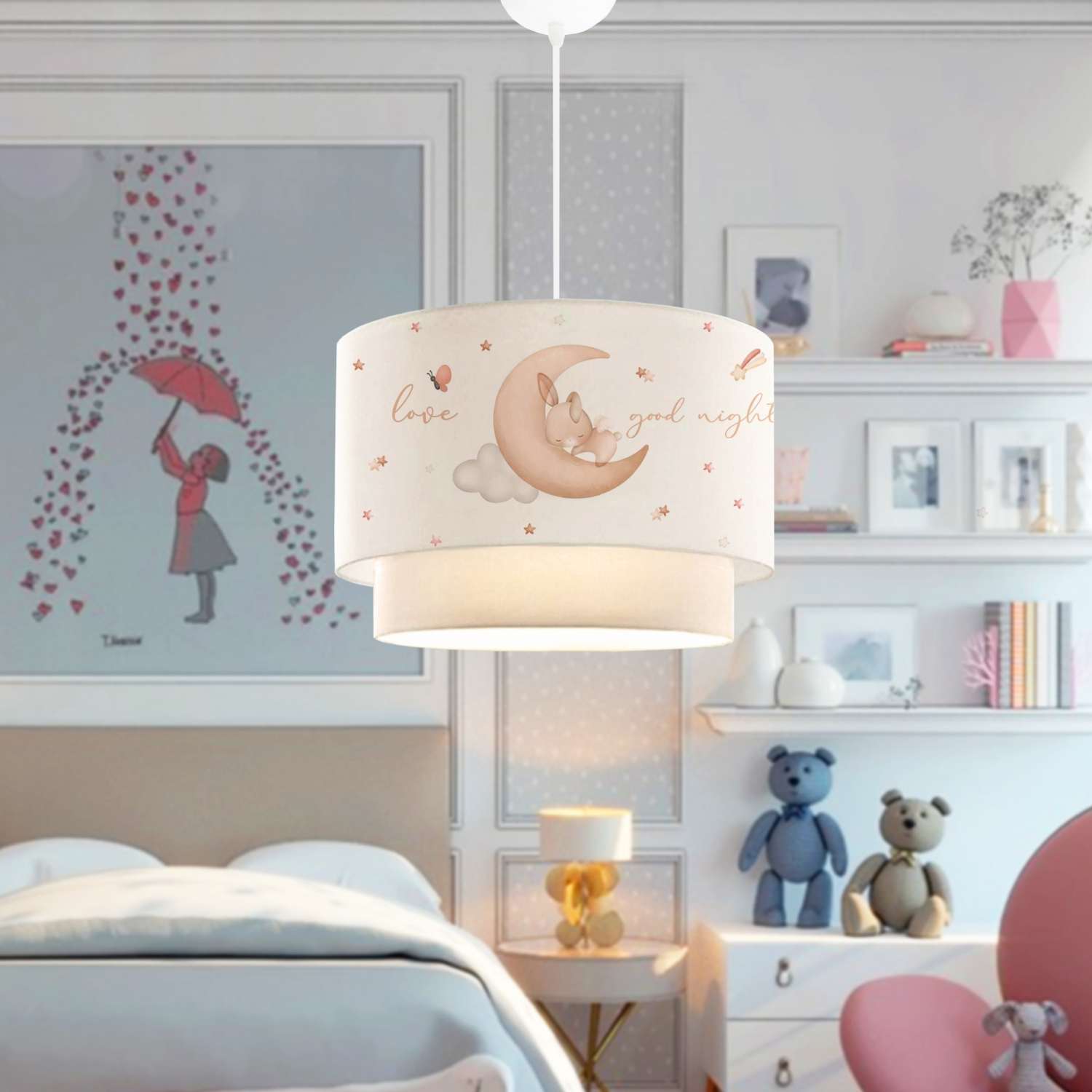 Candeeiro de Teto – 70 cm – Creme – Plástico com tampa de PVC