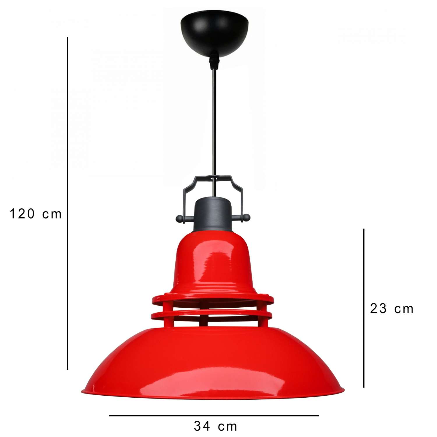 Candeeiro de Teto – 120 cm – Vermelho – Metálico