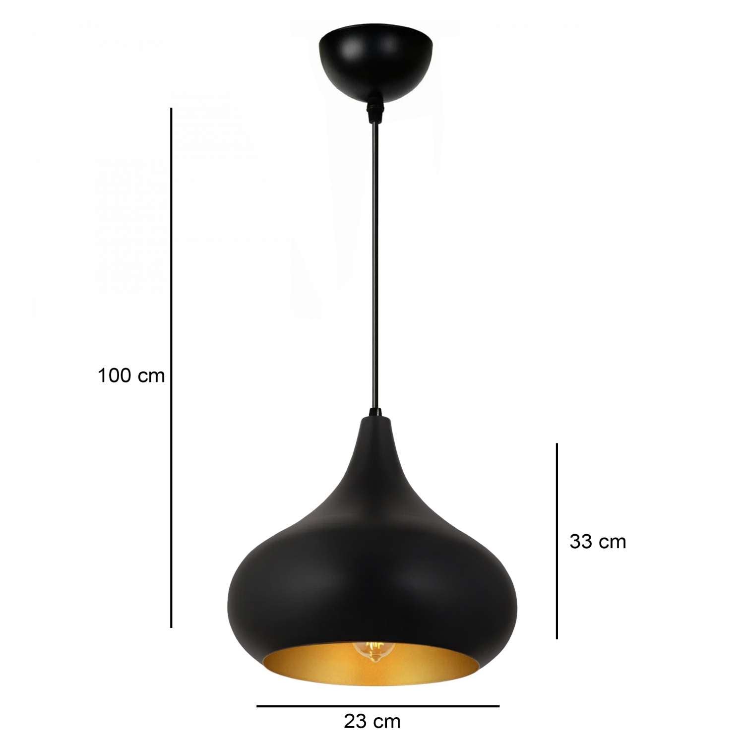 Candeeiro de Teto – 100 cm – Preto – Metal