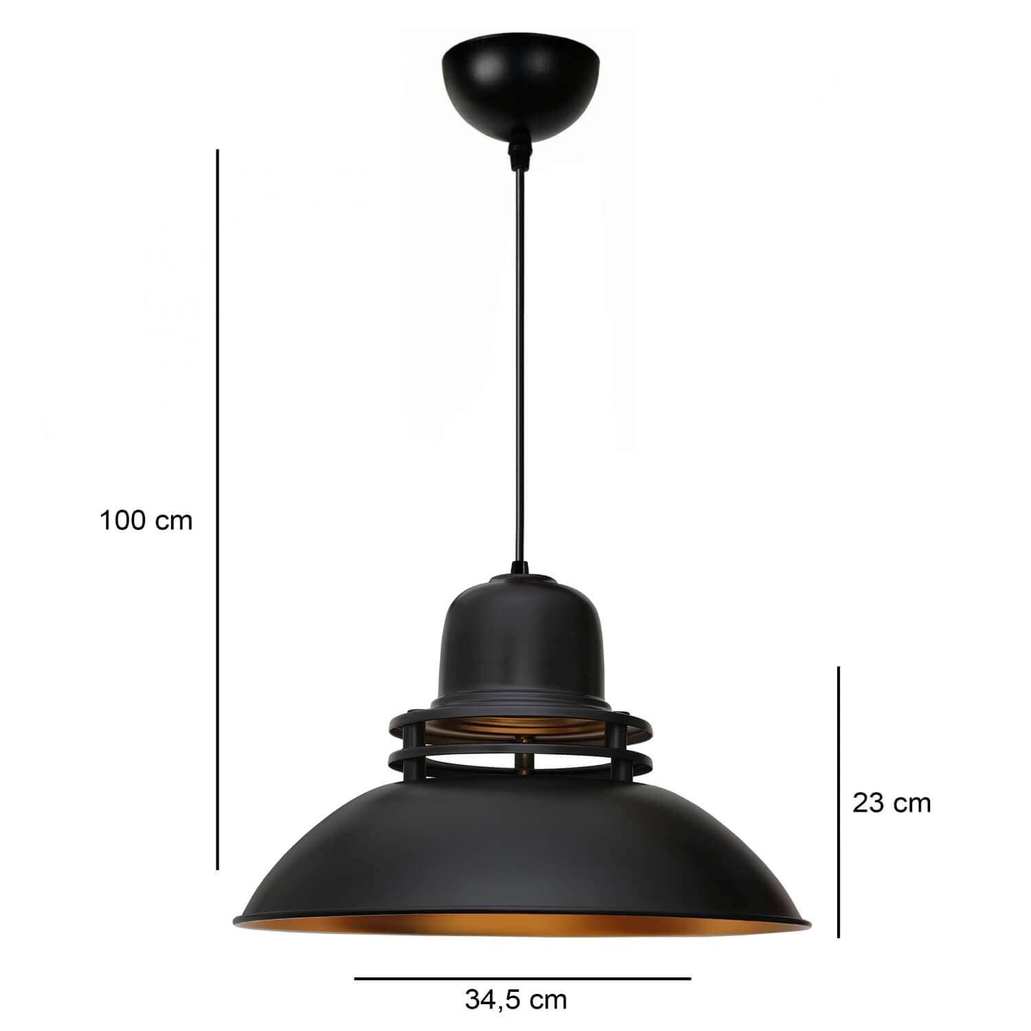 Candeeiro de Teto – 120 cm – Preto – Metálico