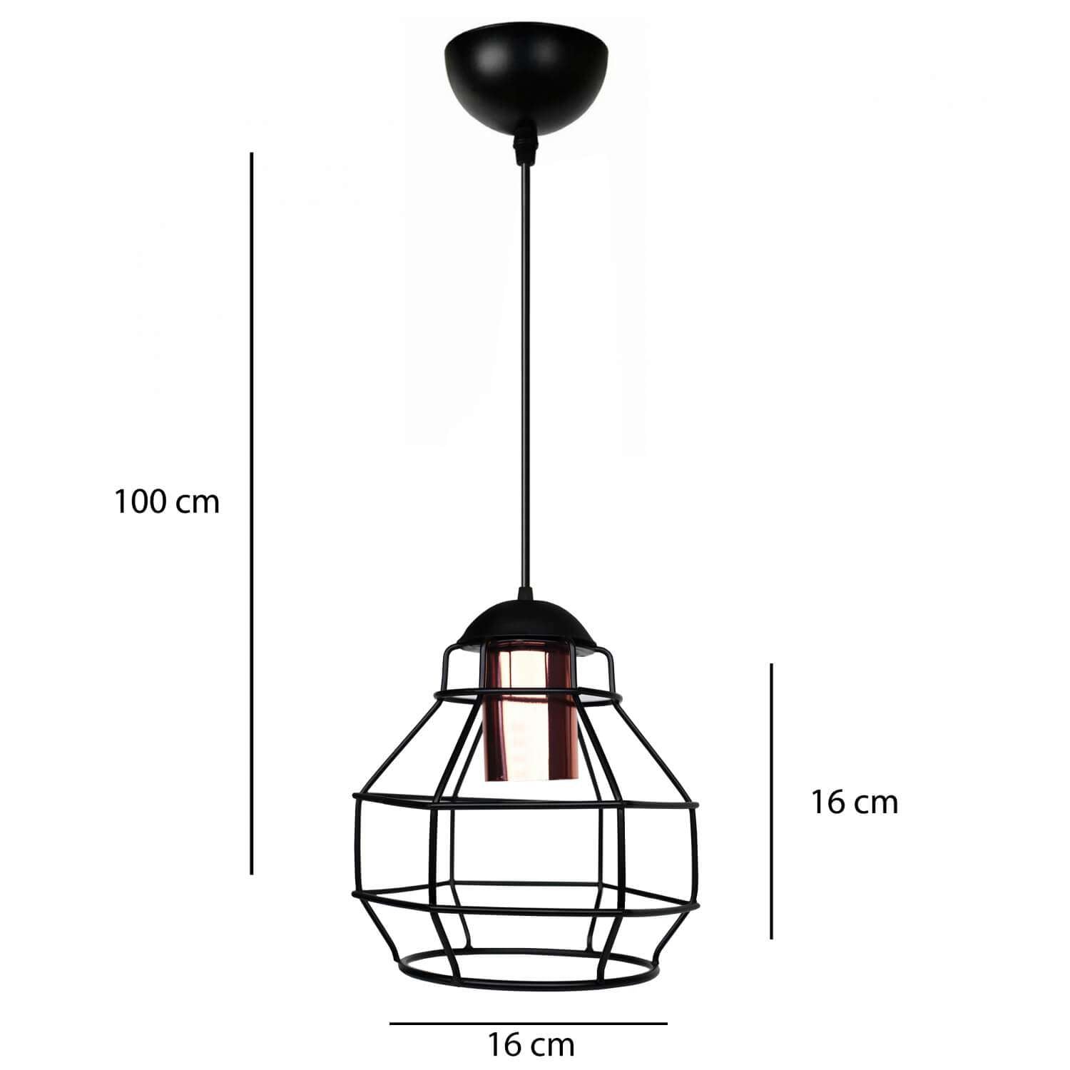 Candeeiro de Teto – 120 cm – Preto – Metal