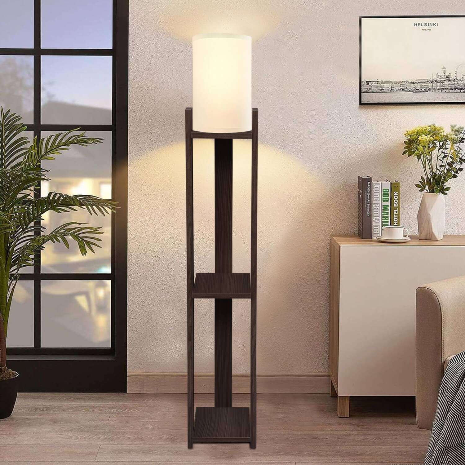 Candeeiro de Pé em MDF – 18.5 x 18.5 x 142 cm – Creme