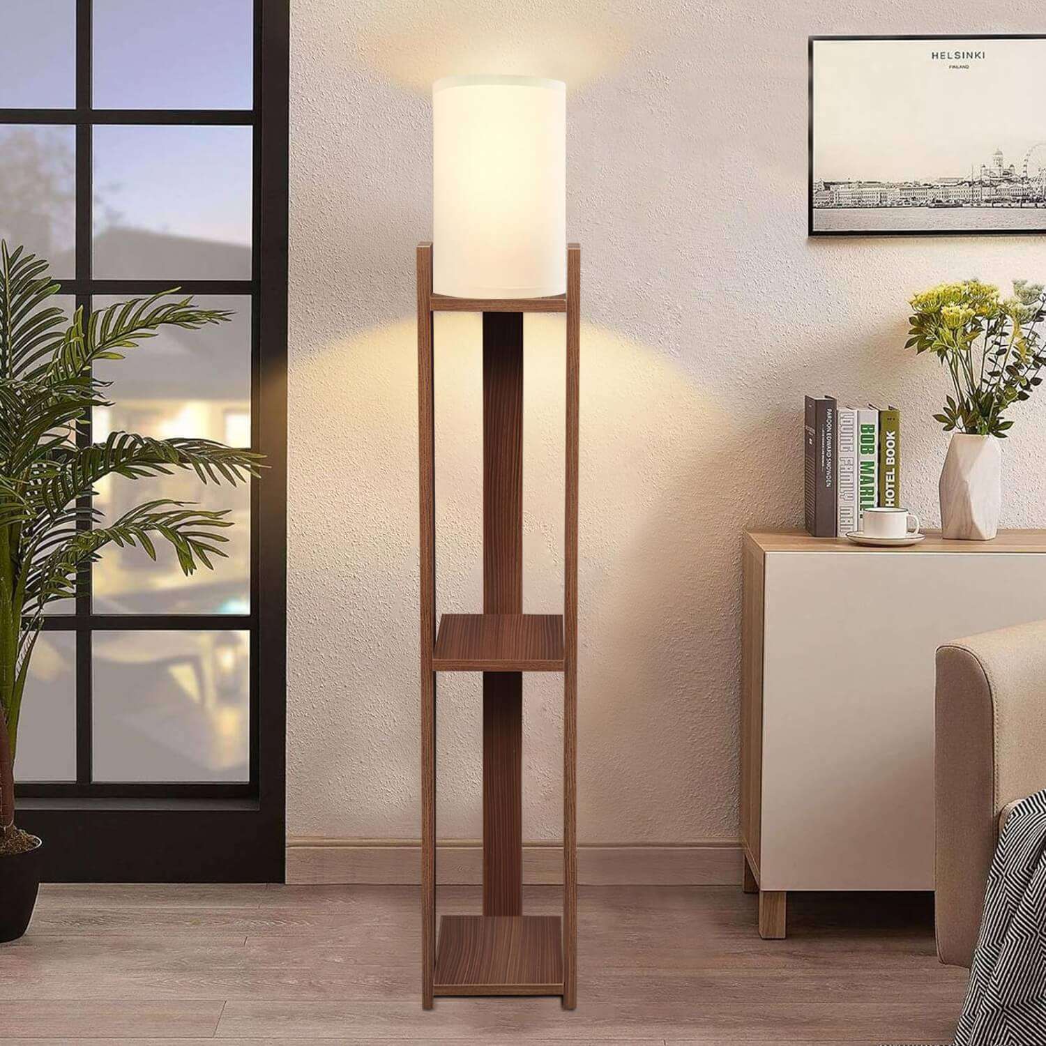Candeeiro de Pé de madeira – 142 cm – Creme – MDF