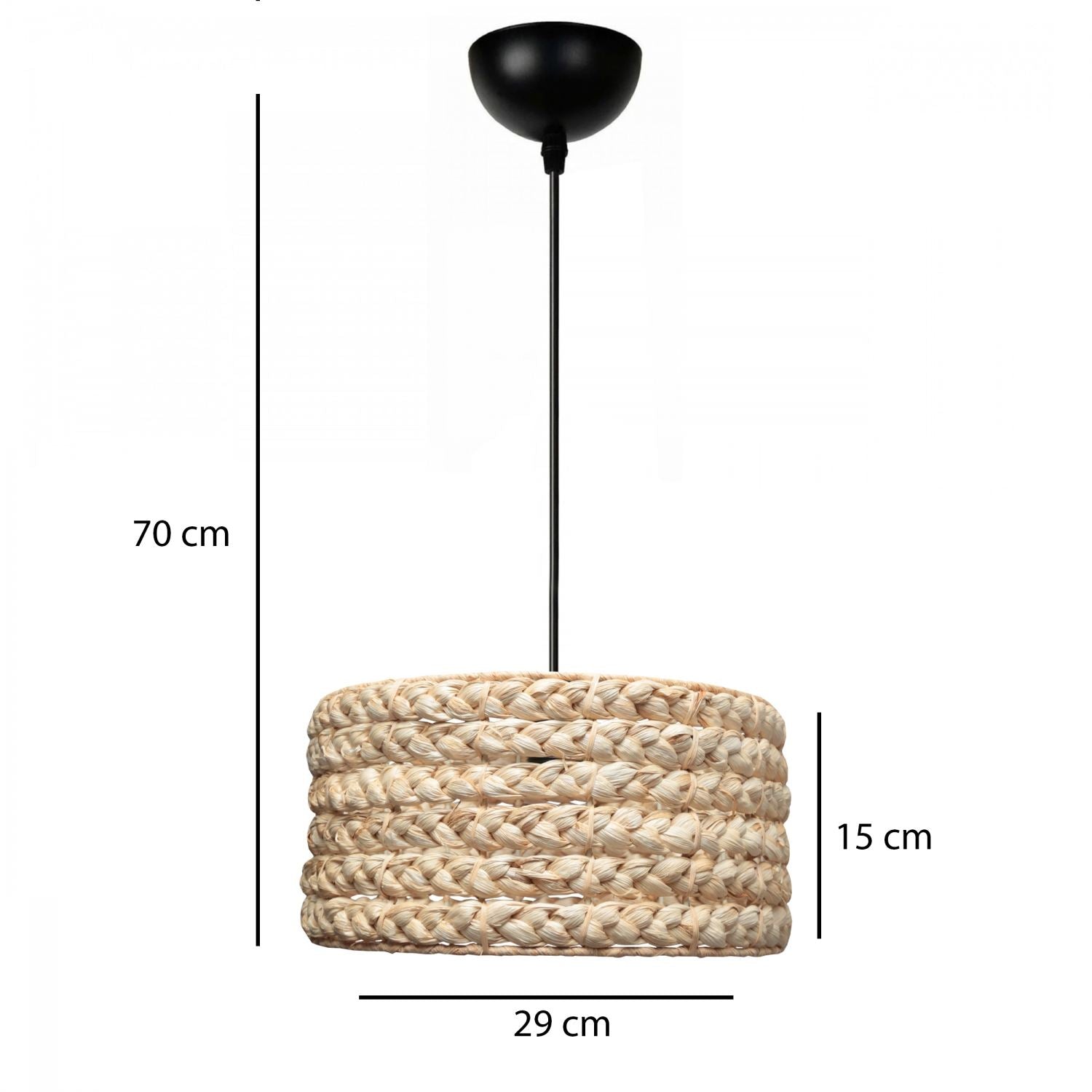 Candeeiro de Teto – 20-70 cm – Natural – Metal e Corda