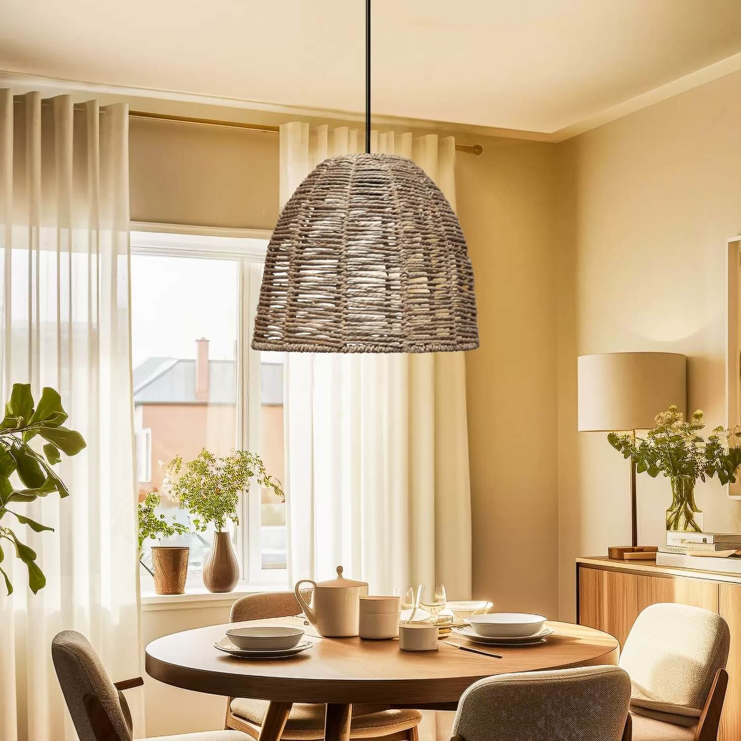 Candeeiro de Teto – 32-80 cm – Natural – Metal