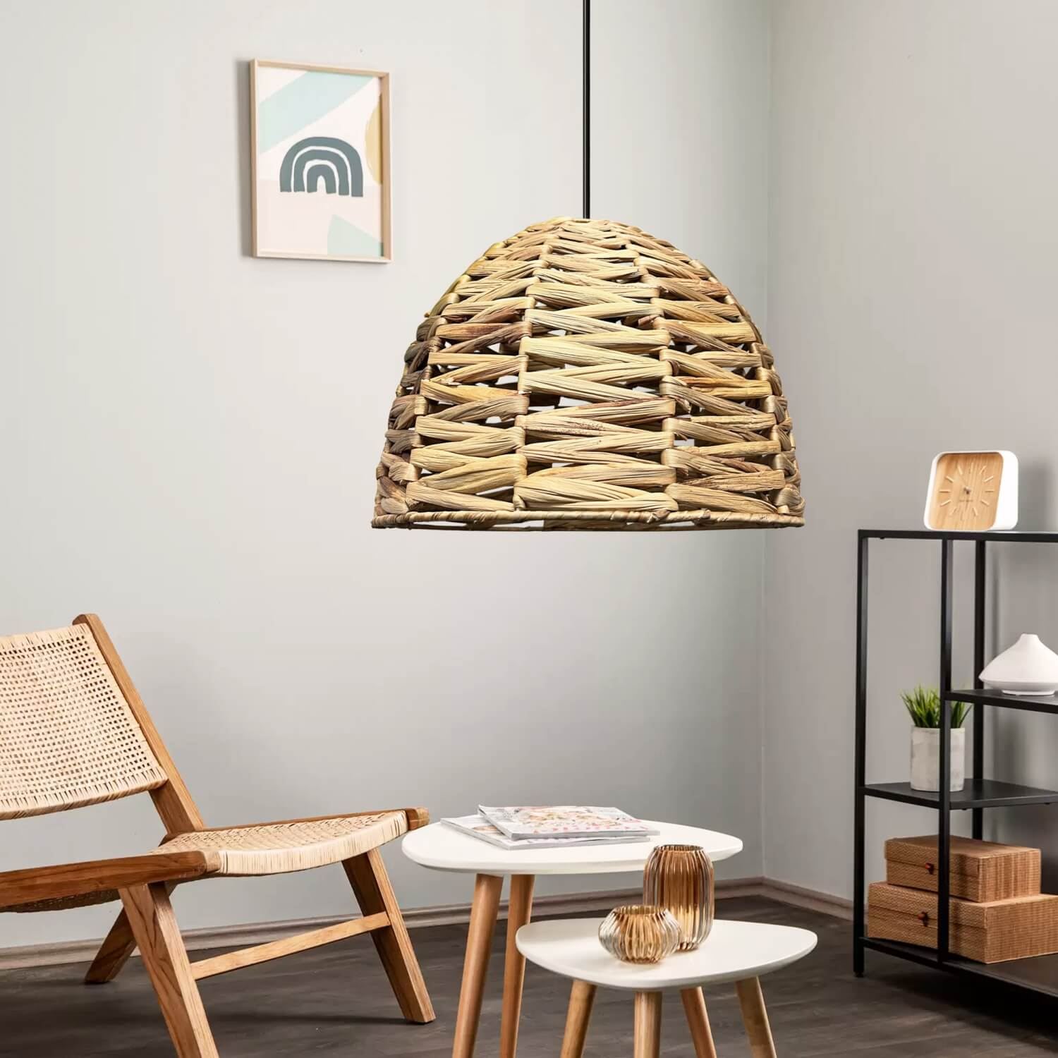 Candeeiro de Teto – Ø30 h:25 cm – Cor natural – Metálico