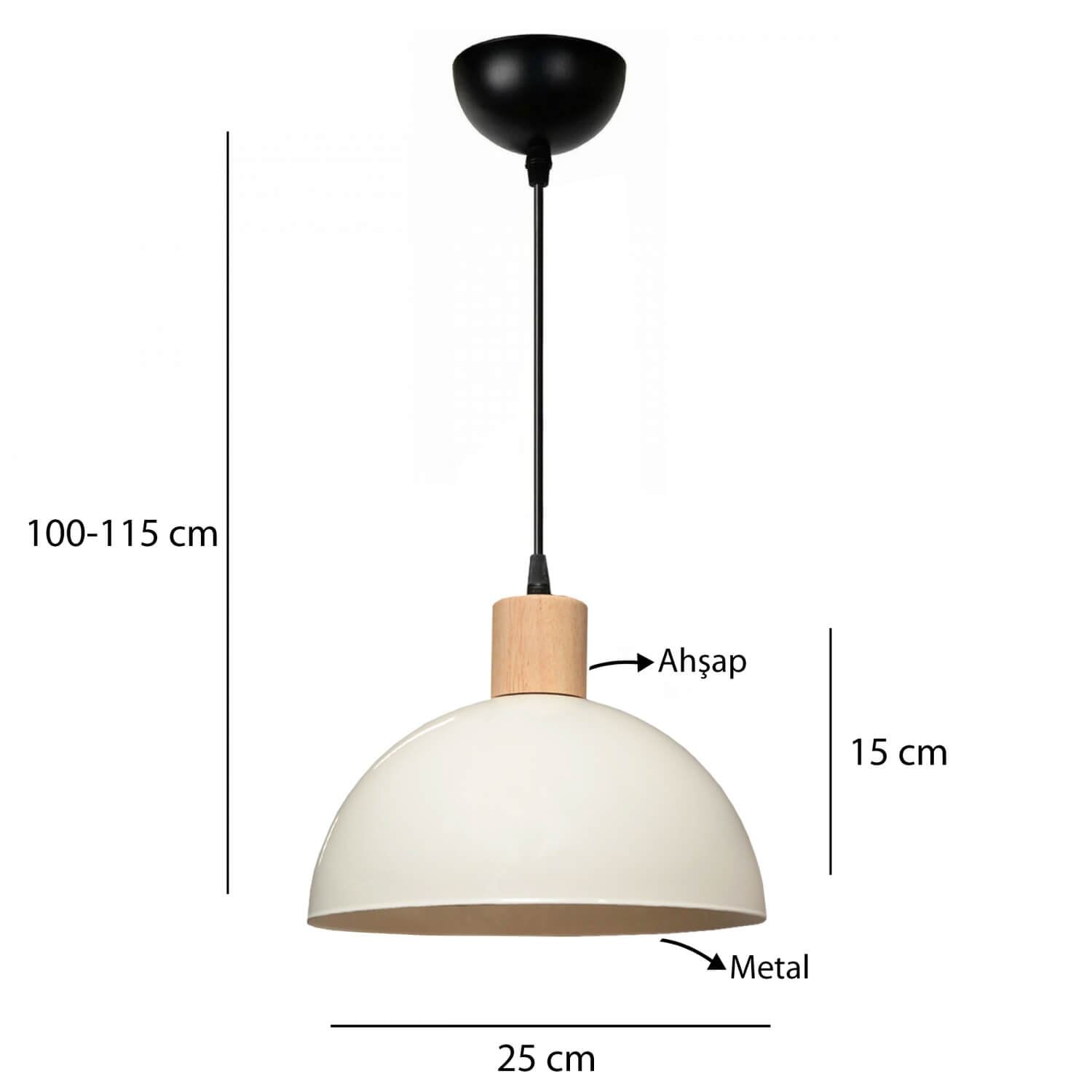 Candeeiro de Teto – 20-100 cm – Creme – Metal