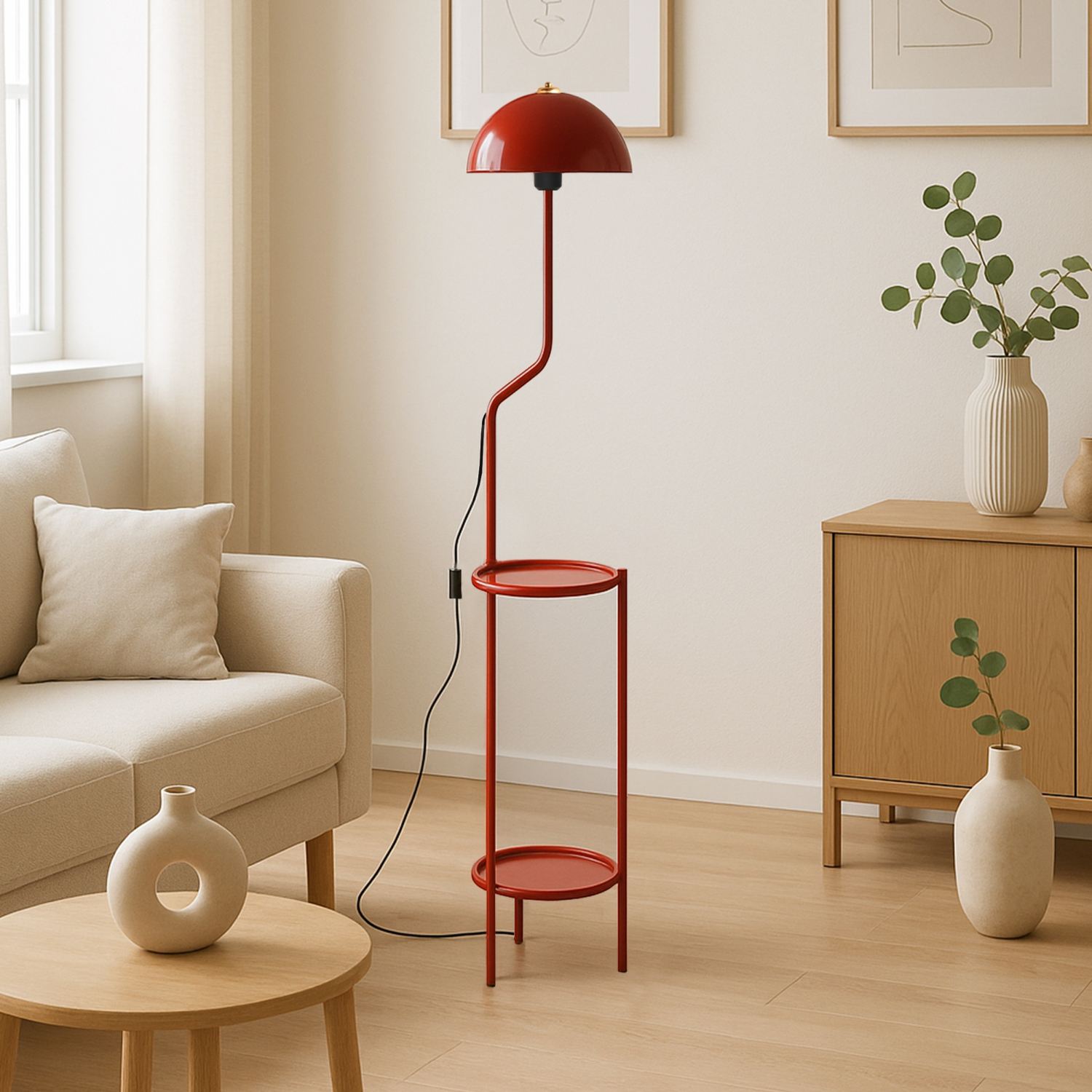 Candeeiro de Pé – 140 cm de Altura – Vermelho – Metal