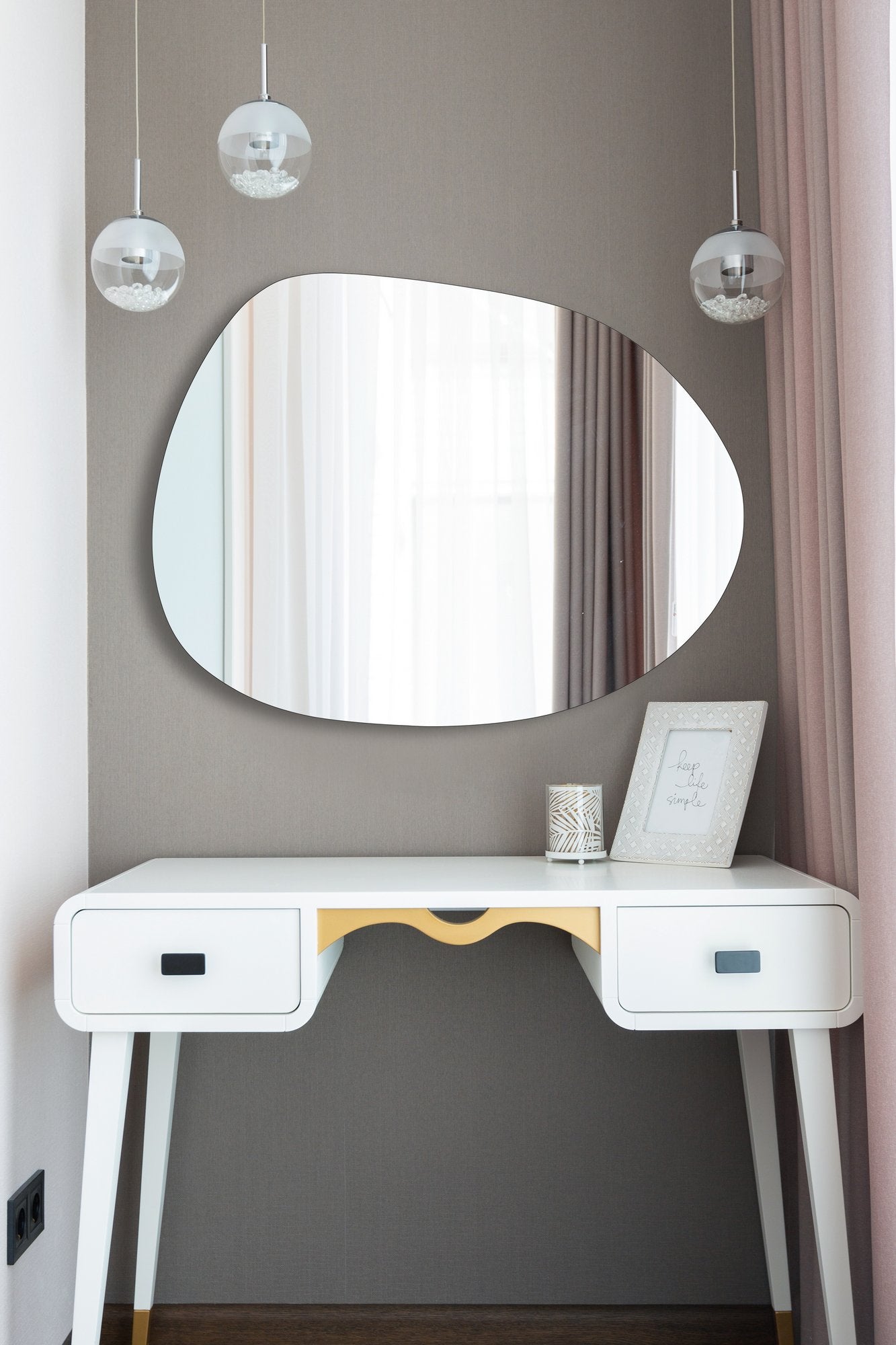 Espelho inquebrável e à prova de estilhaços, 60 x 46 cm, acrílico prateado com fundo de MDF, 5 mm de espessura | Inclui fita adesiva dupla face | Ideal para decoração de casa