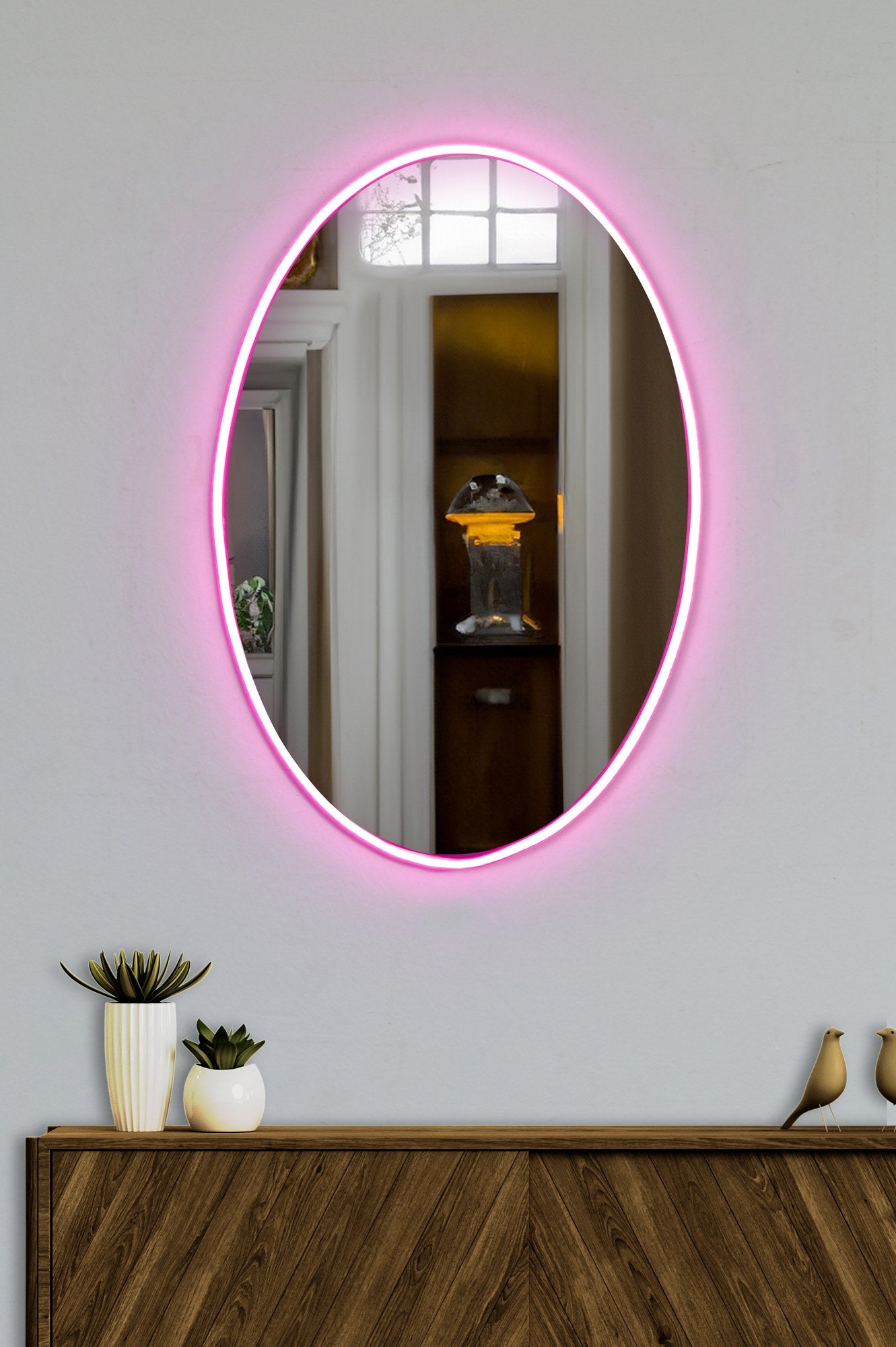Espelho com Iluminação Led-Belrosa-Rosa