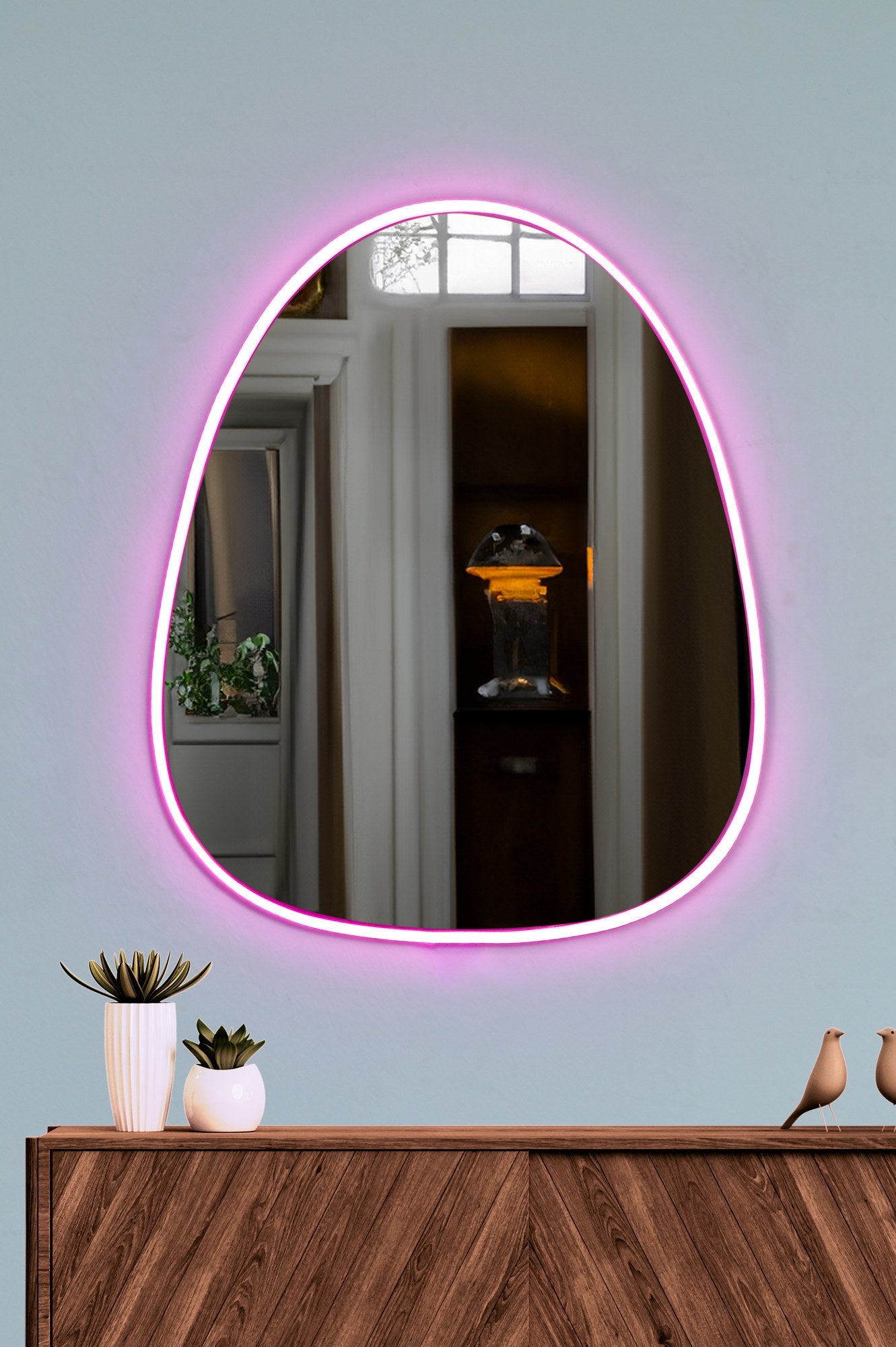 Espelho com Iluminação Led-Quippy-Rosa