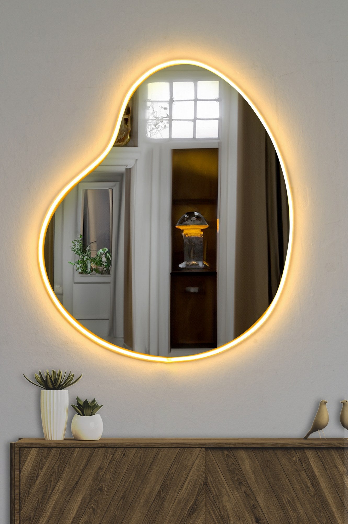 Espelho com Iluminação Led-Glenia-Amarelo