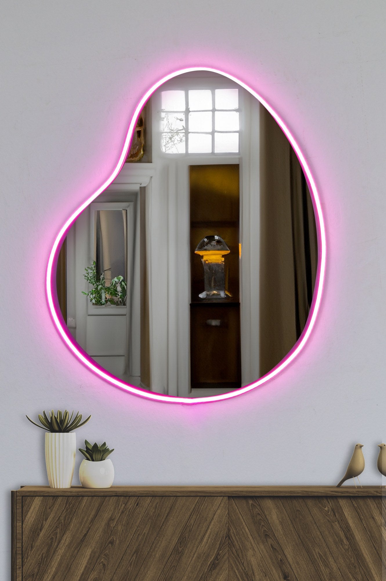 Espelho com Iluminação Led-Glenia-Rosa