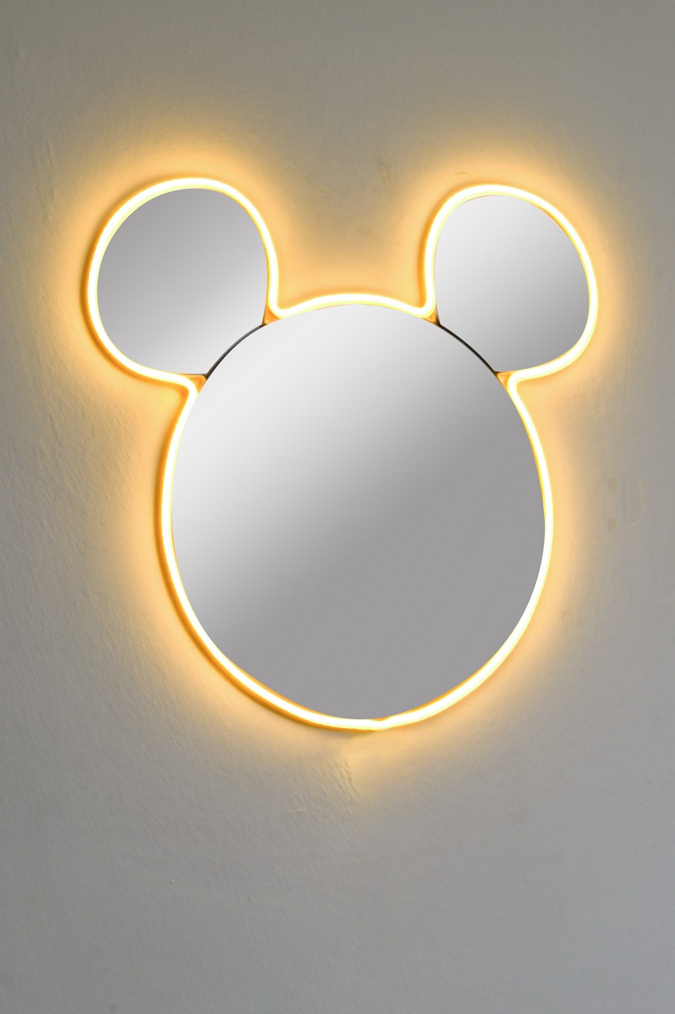 Espelho com Iluminação Led-Mickey Silver-Amarelo